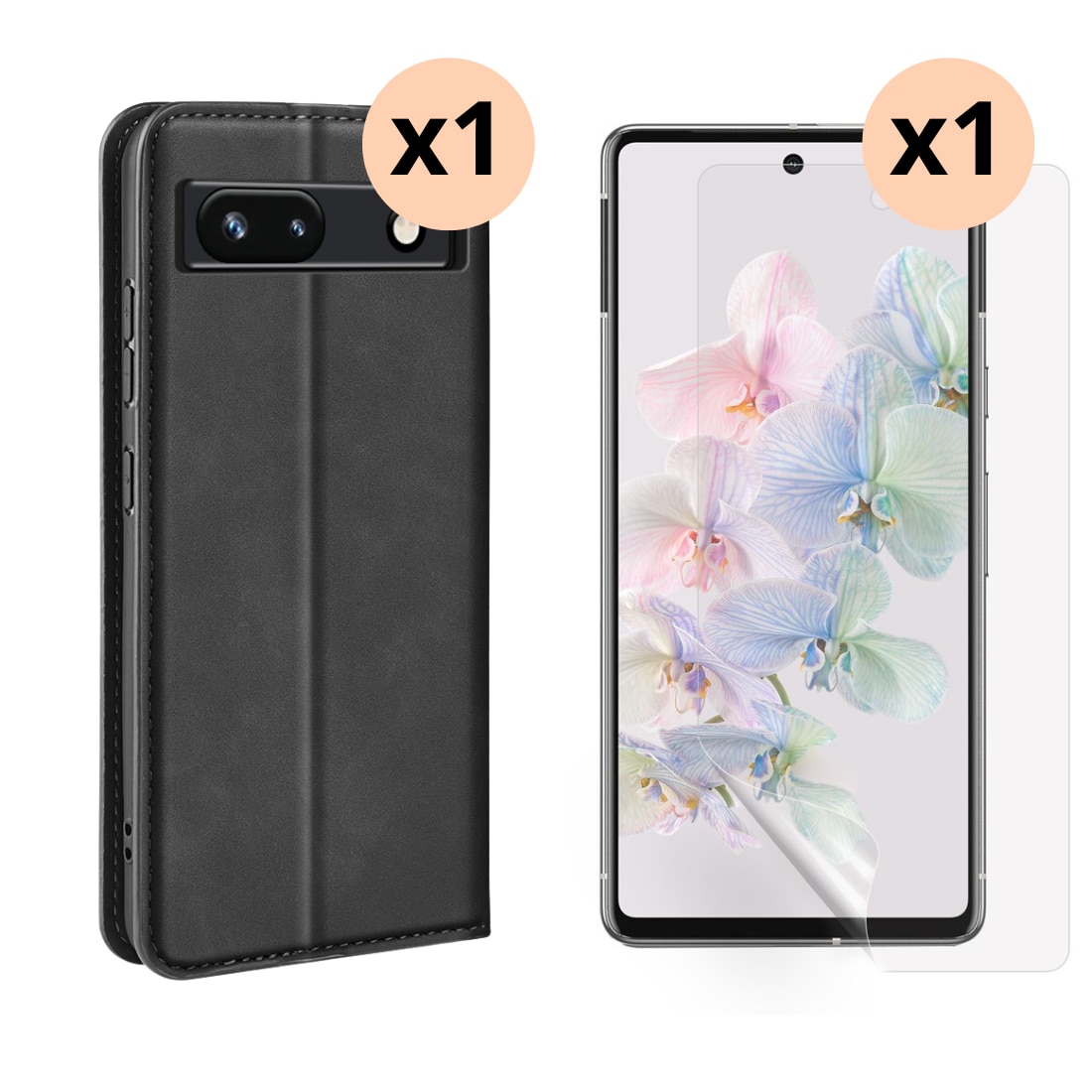 Kit para Google Pixel 7a : Funda cartera Delgada y protector de pantalla