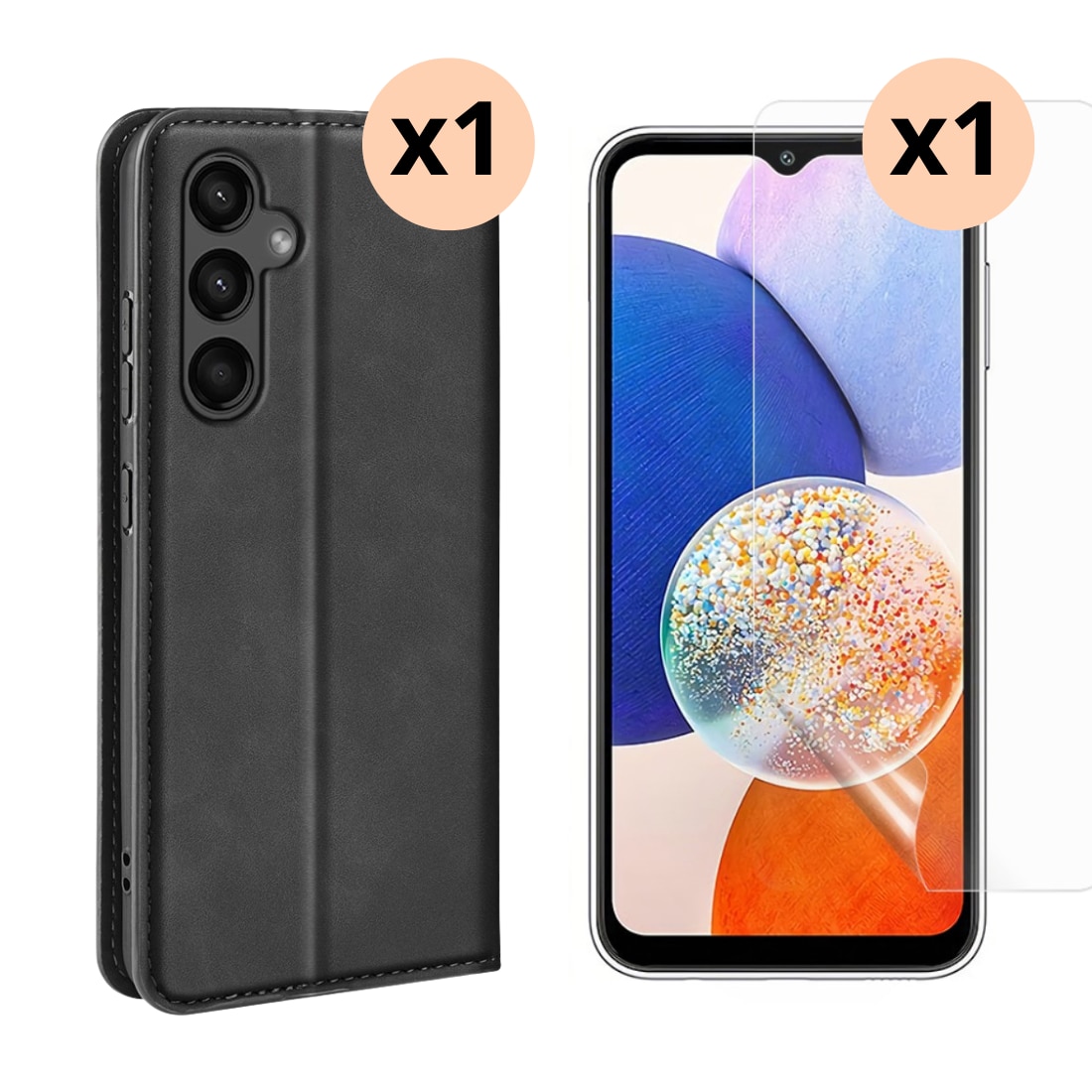 Kit para Samsung Galaxy A15 : Funda cartera Delgada y protector de pantalla