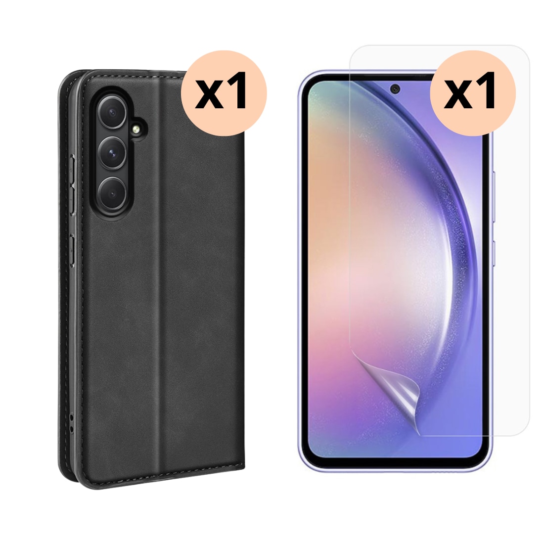 Kit para Samsung Galaxy A55 : Funda cartera Delgada y protector de pantalla