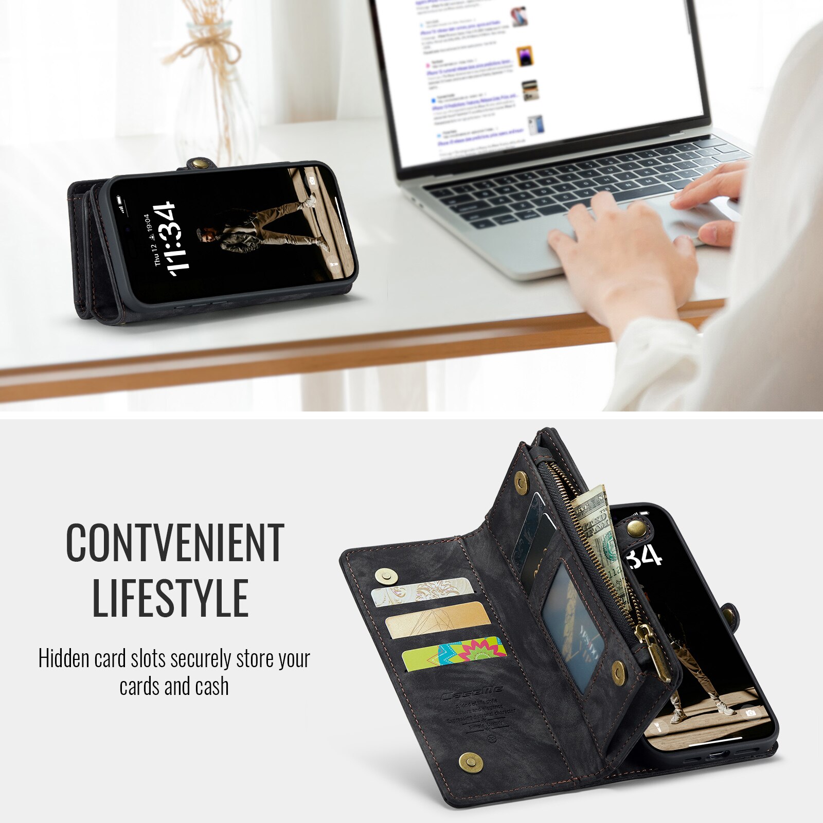 Cartera Multi-Slot iPhone 16 Gris