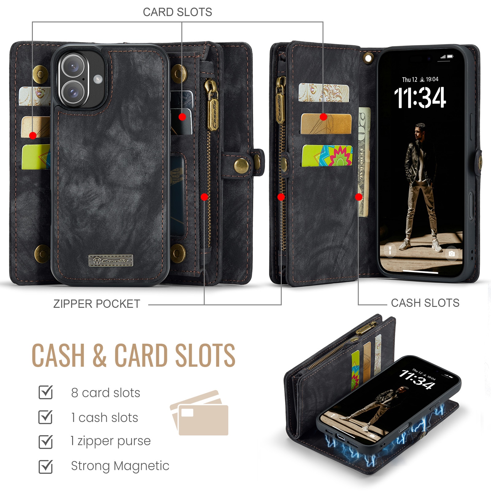 Cartera Multi-Slot iPhone 16 Gris