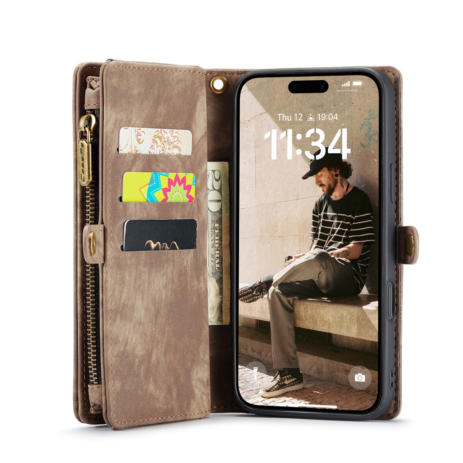 Cartera Multi-Slot iPhone 16 Plus Marrón