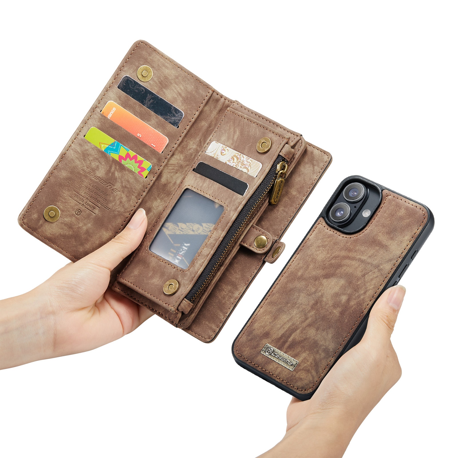 Cartera Multi-Slot iPhone 16 Plus Marrón