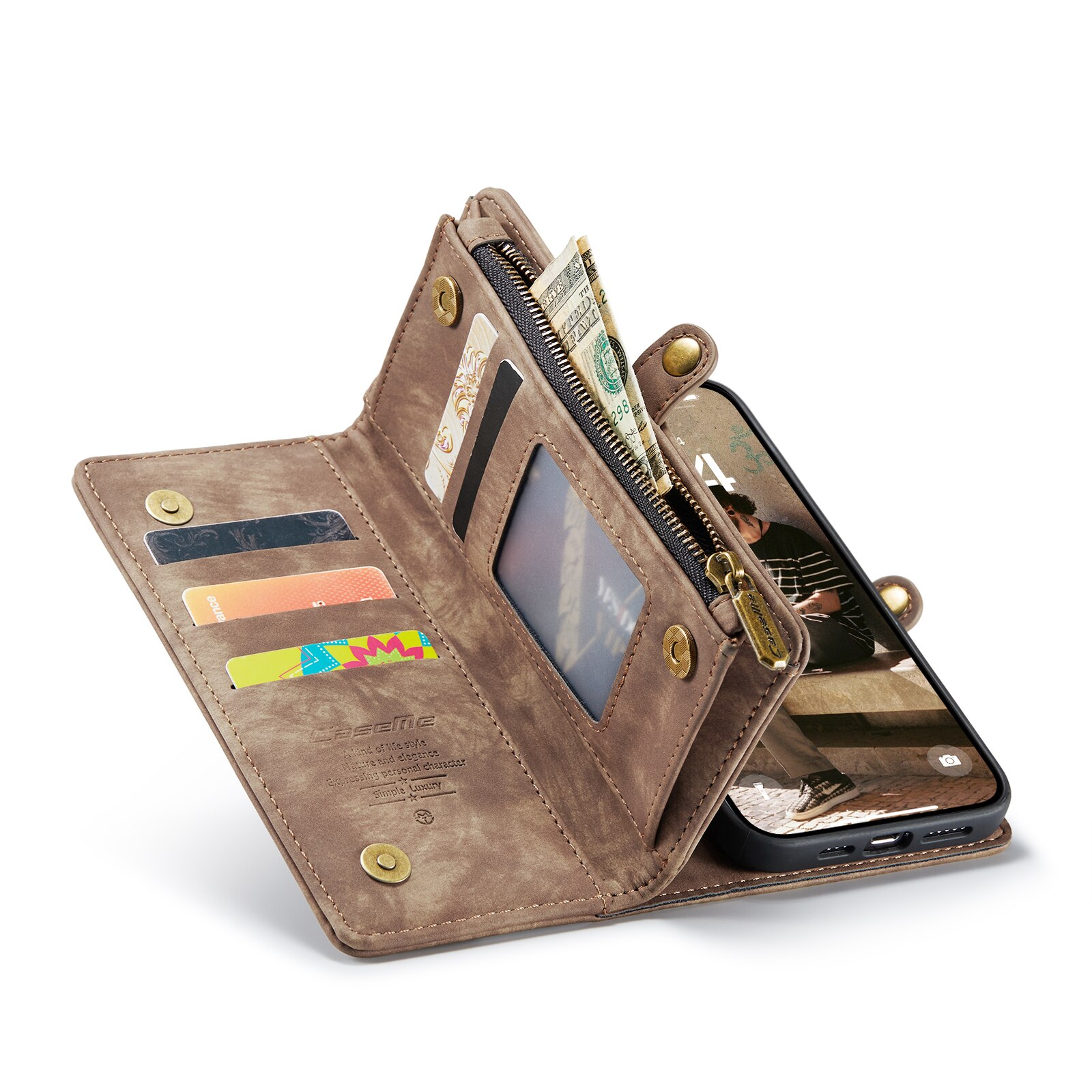 Cartera Multi-Slot iPhone 16 Plus Marrón