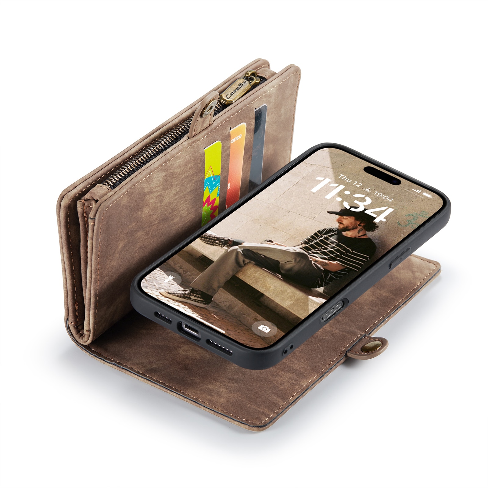 Cartera Multi-Slot iPhone 16 Plus Marrón