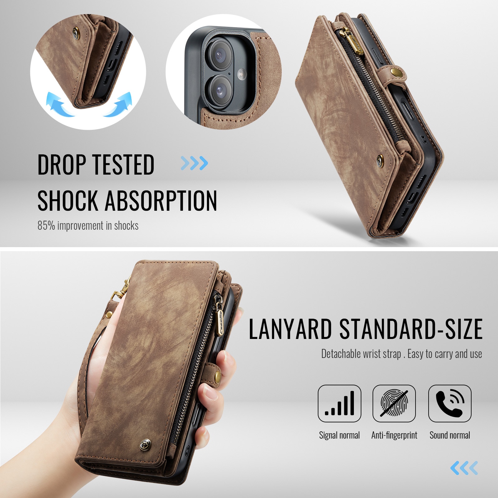 Cartera Multi-Slot iPhone 16 Plus Marrón