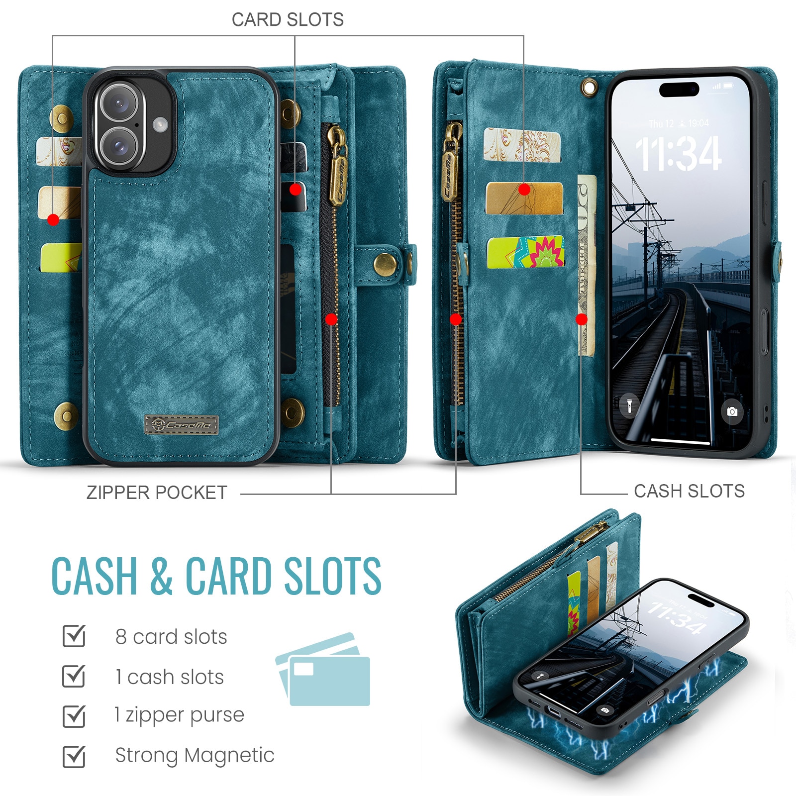 Cartera Multi-Slot iPhone 16 Plus Azul