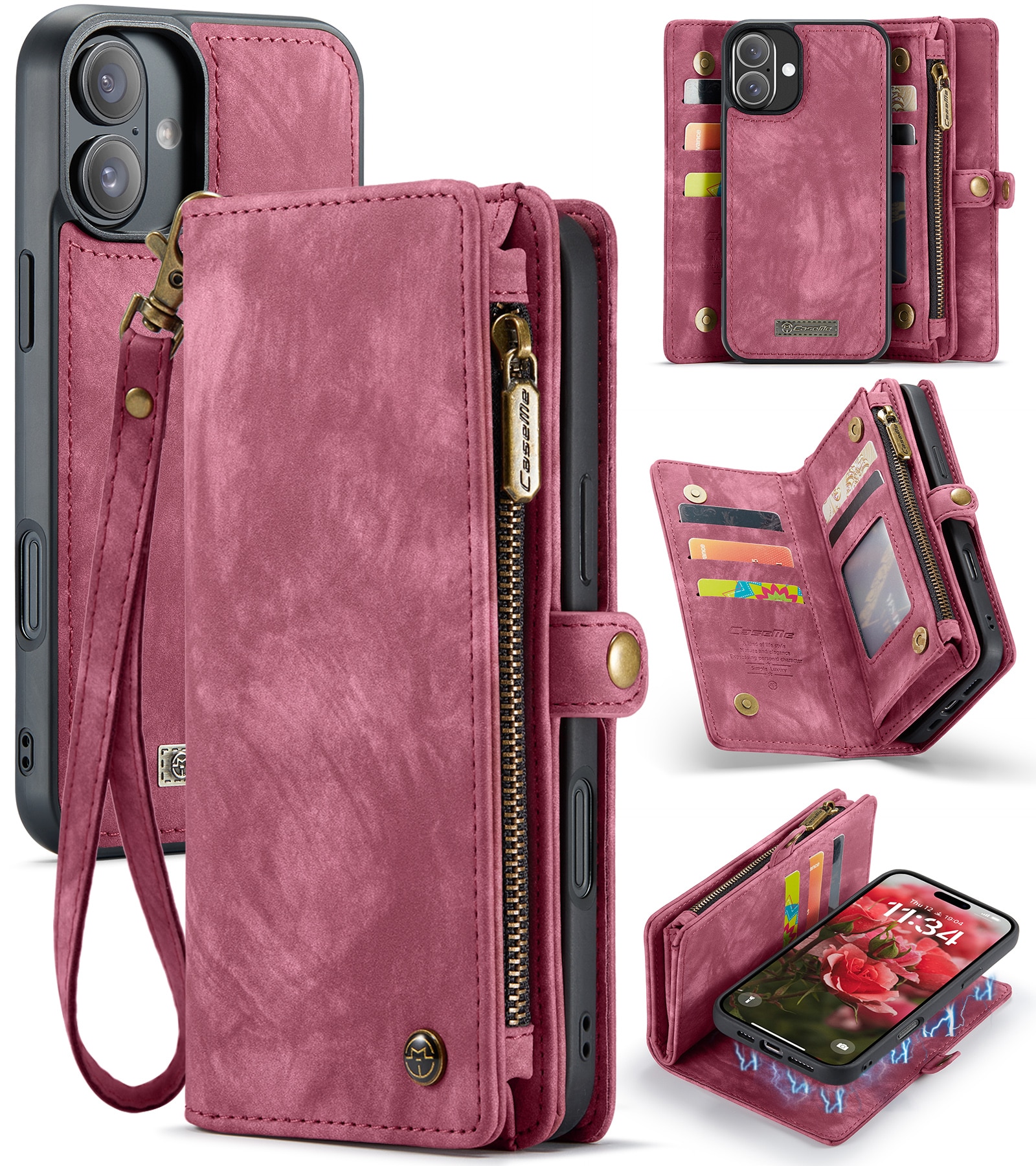 Cartera Multi-Slot iPhone 16 Plus Rojo
