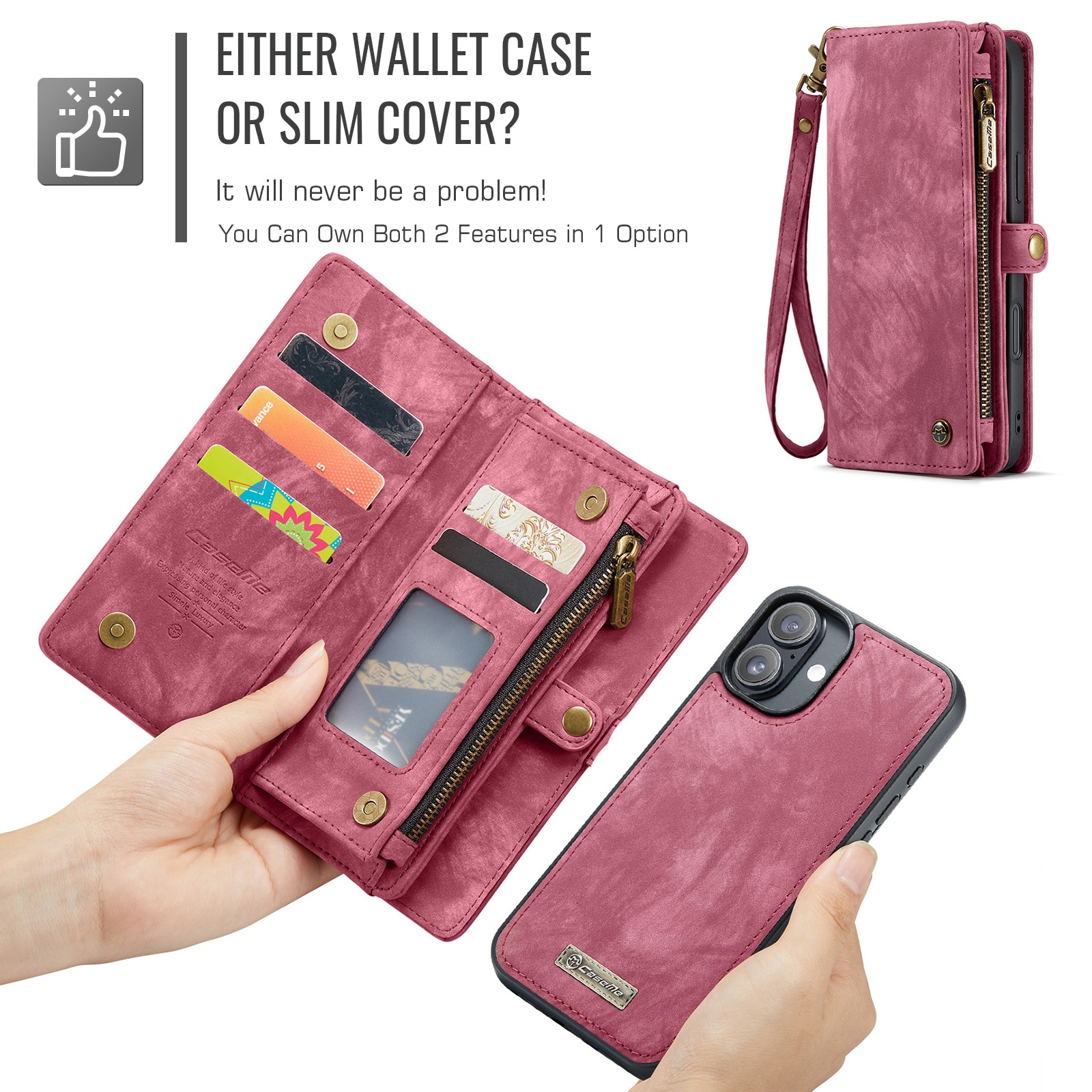 Cartera Multi-Slot iPhone 16 Rojo