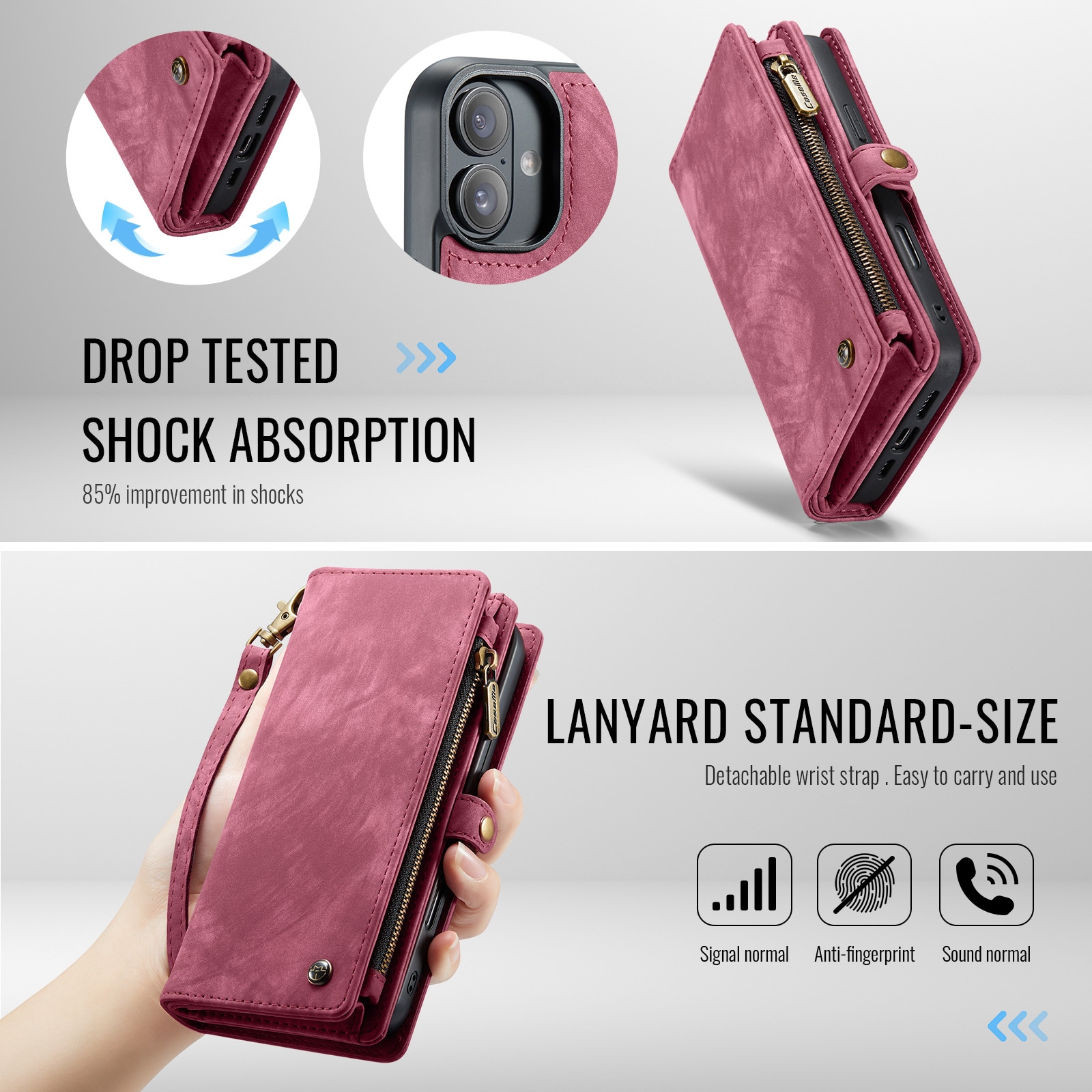Cartera Multi-Slot iPhone 16 Rojo