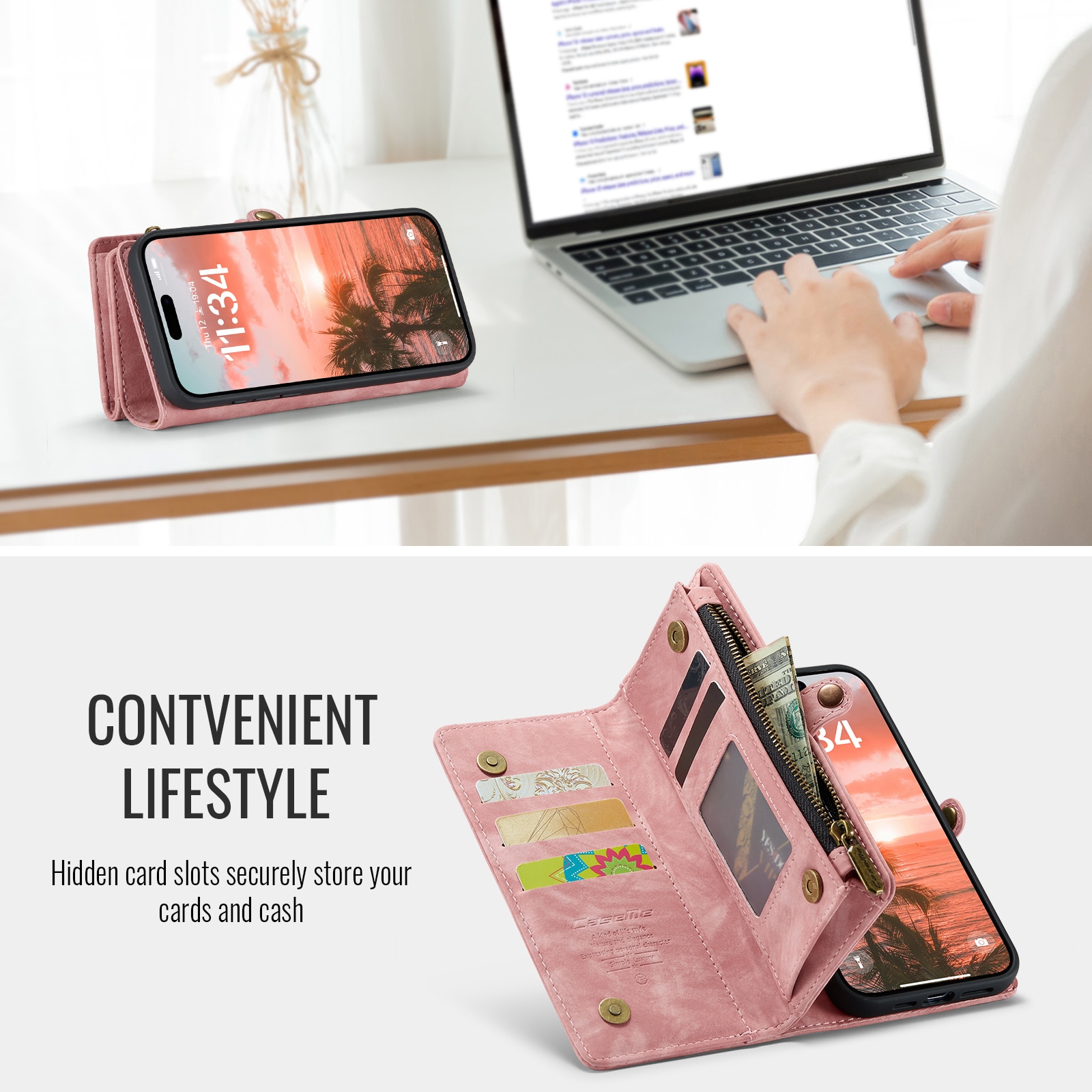 Cartera Multi-Slot iPhone 16 Rosa