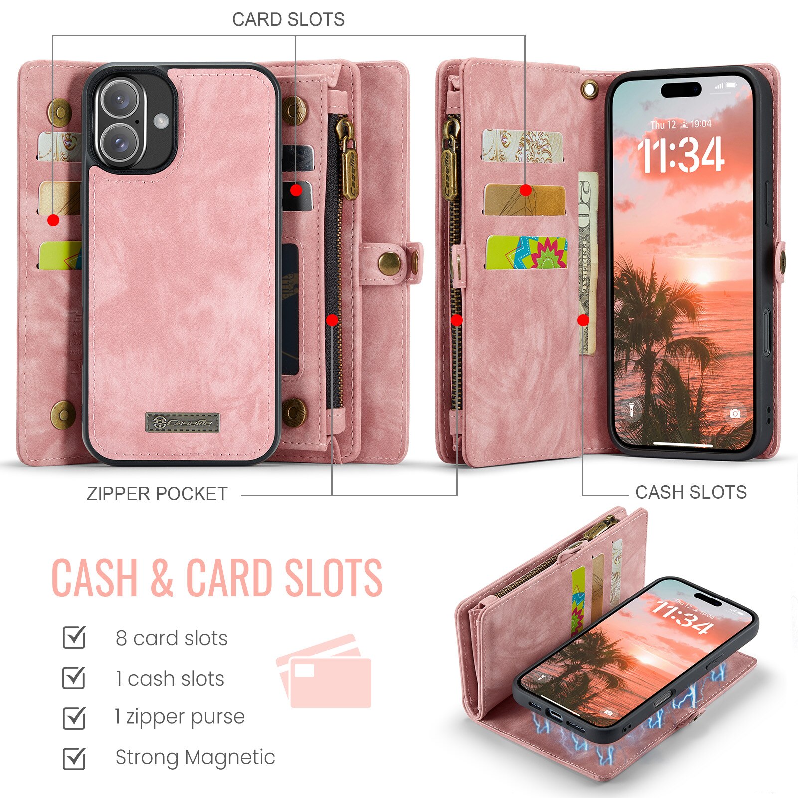 Cartera Multi-Slot iPhone 16 Rosa