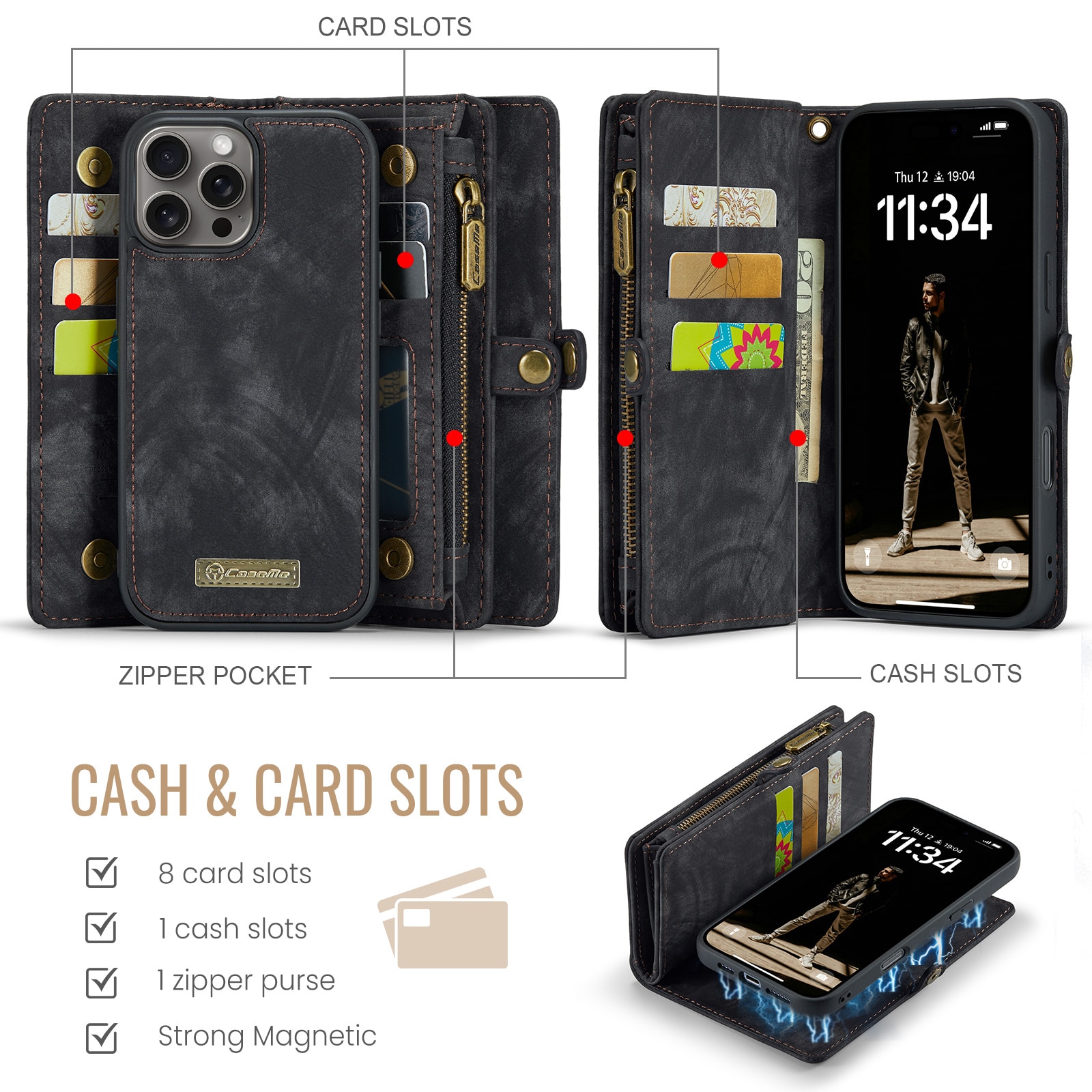 Cartera Multi-Slot iPhone 16 Pro Gris