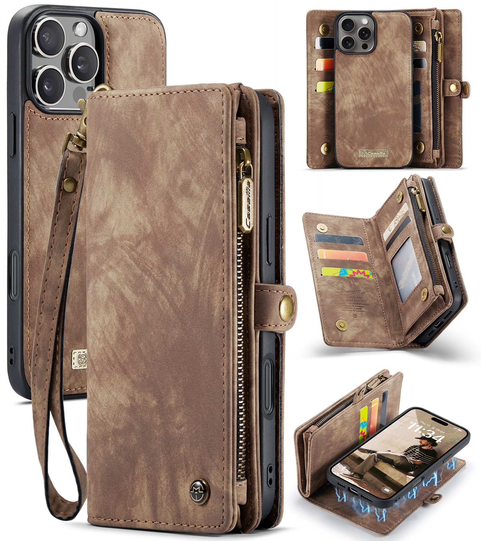 Cartera Multi-Slot iPhone 16 Pro Max Marrón