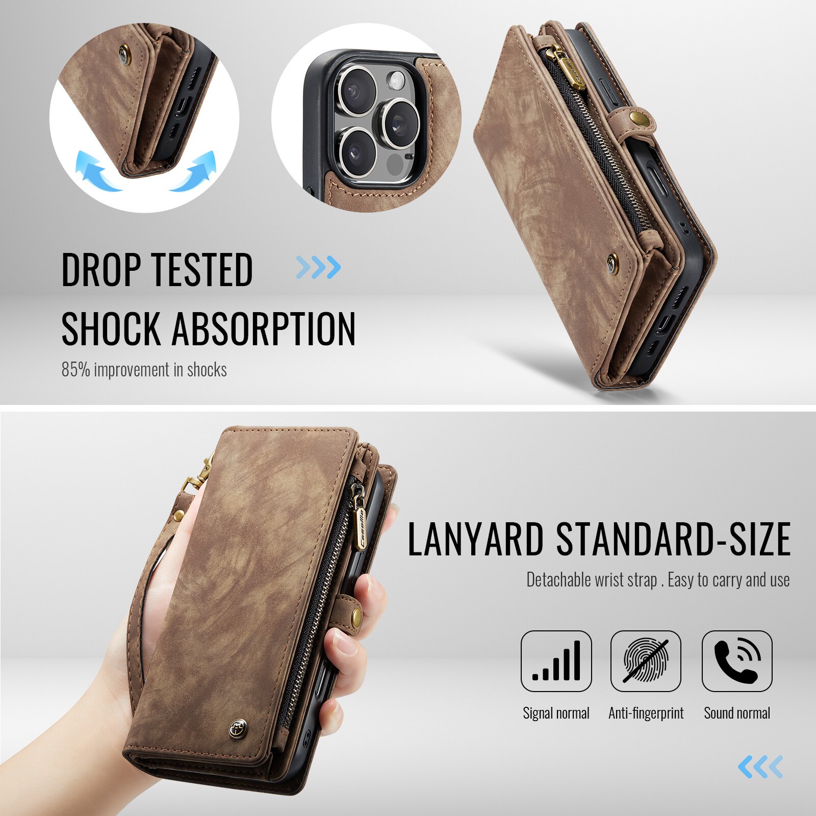Cartera Multi-Slot iPhone 16 Pro Marrón