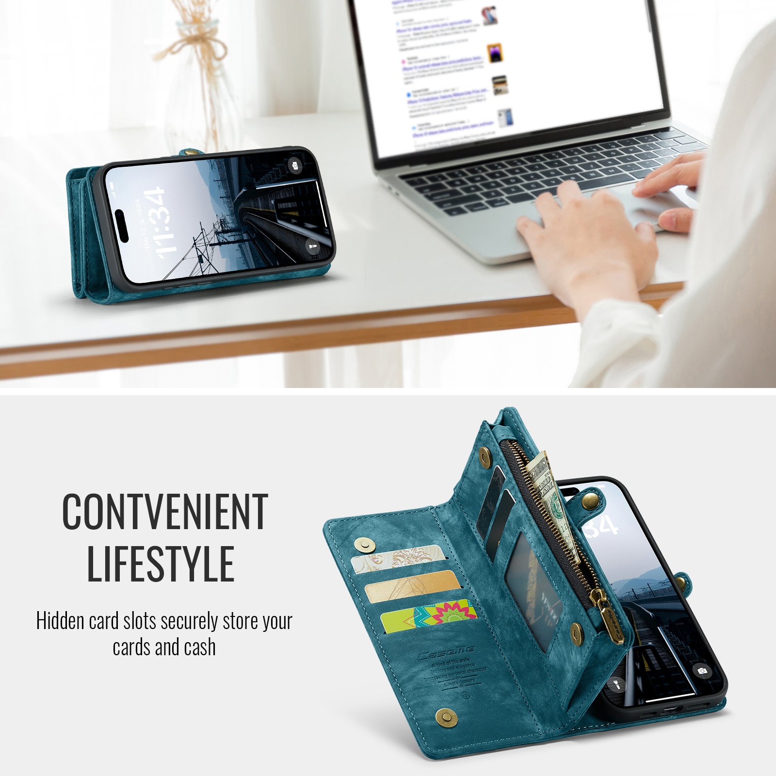 Cartera Multi-Slot iPhone 16 Pro Azul