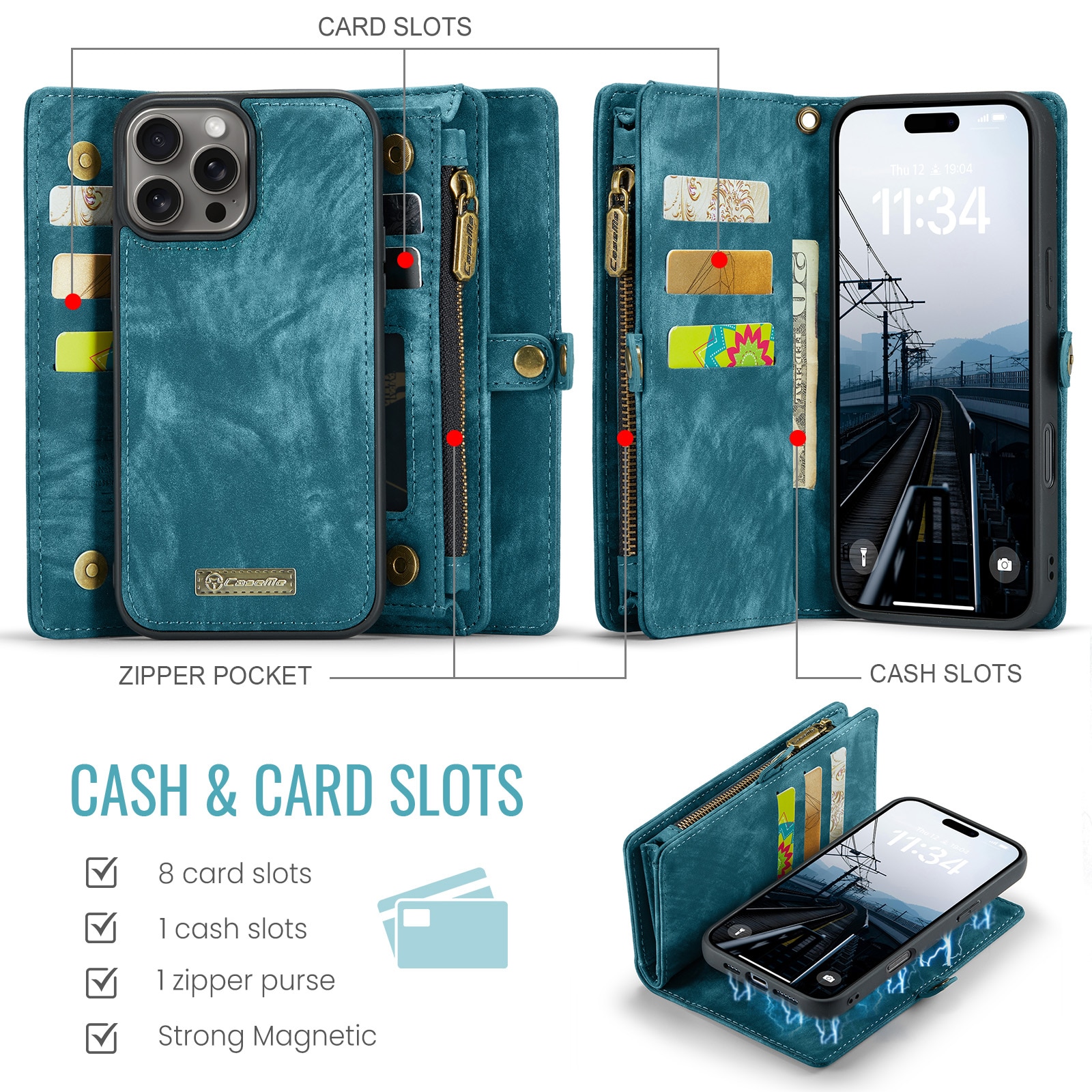Cartera Multi-Slot iPhone 16 Pro Azul