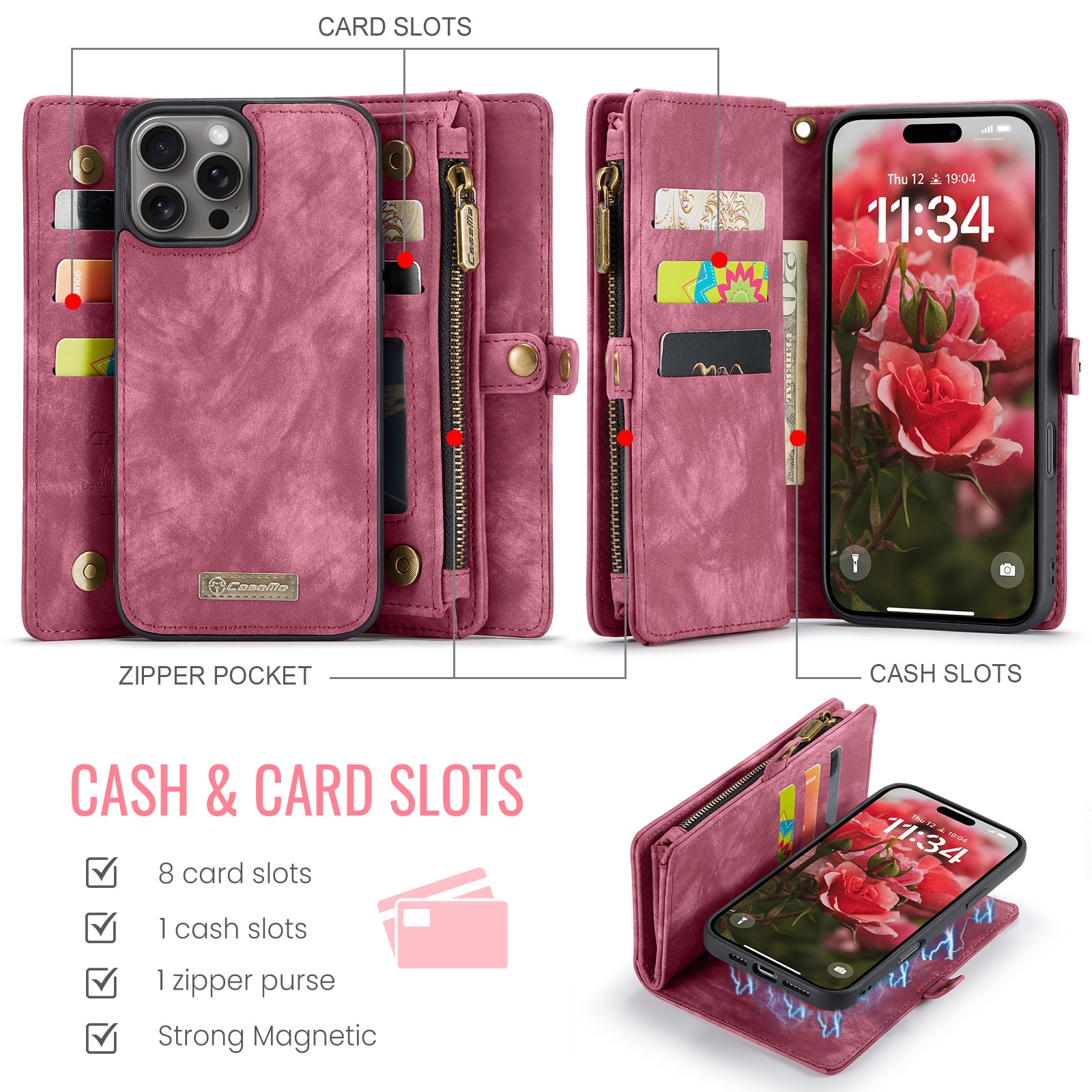 Cartera Multi-Slot iPhone 16 Pro Rojo