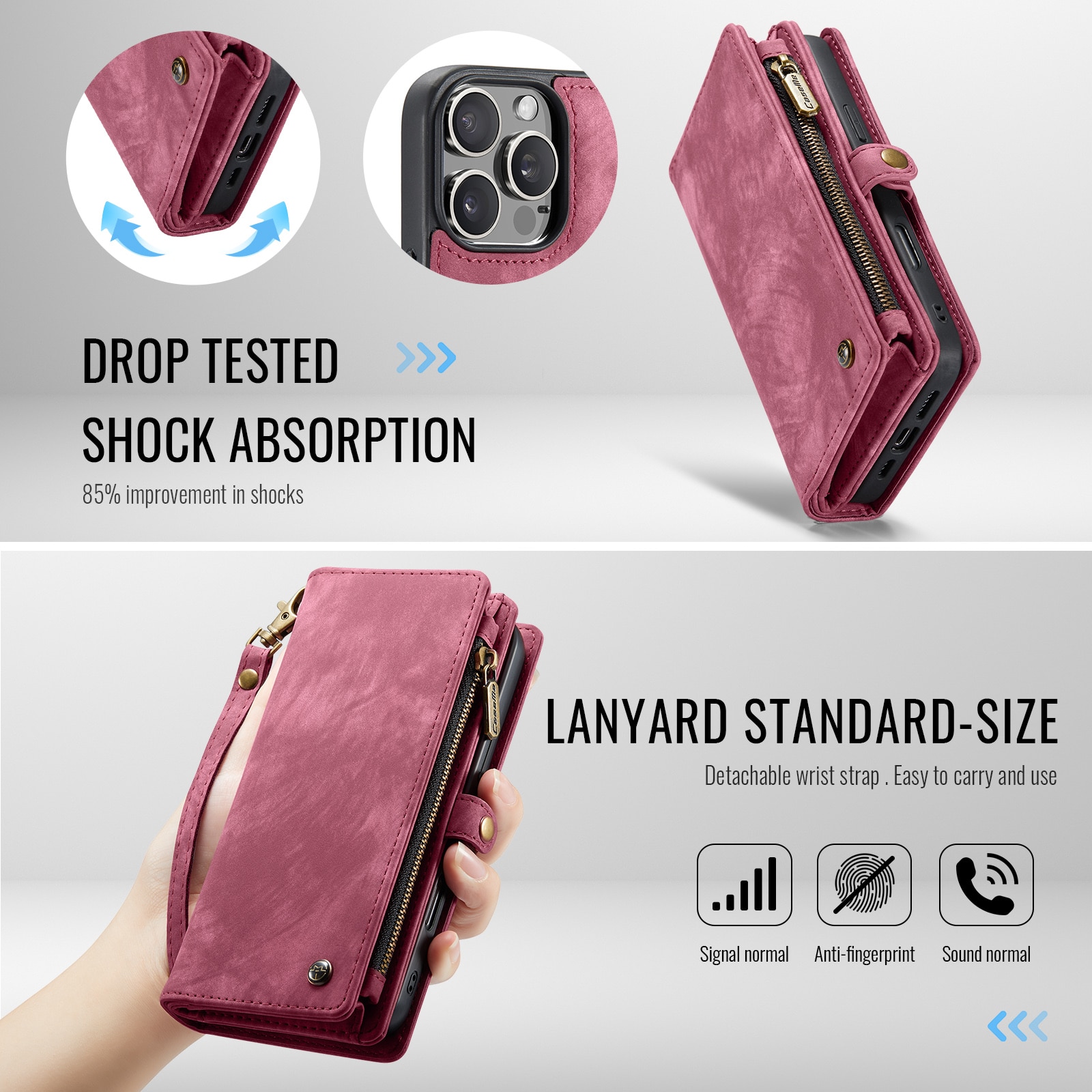 Cartera Multi-Slot iPhone 16 Pro Rojo