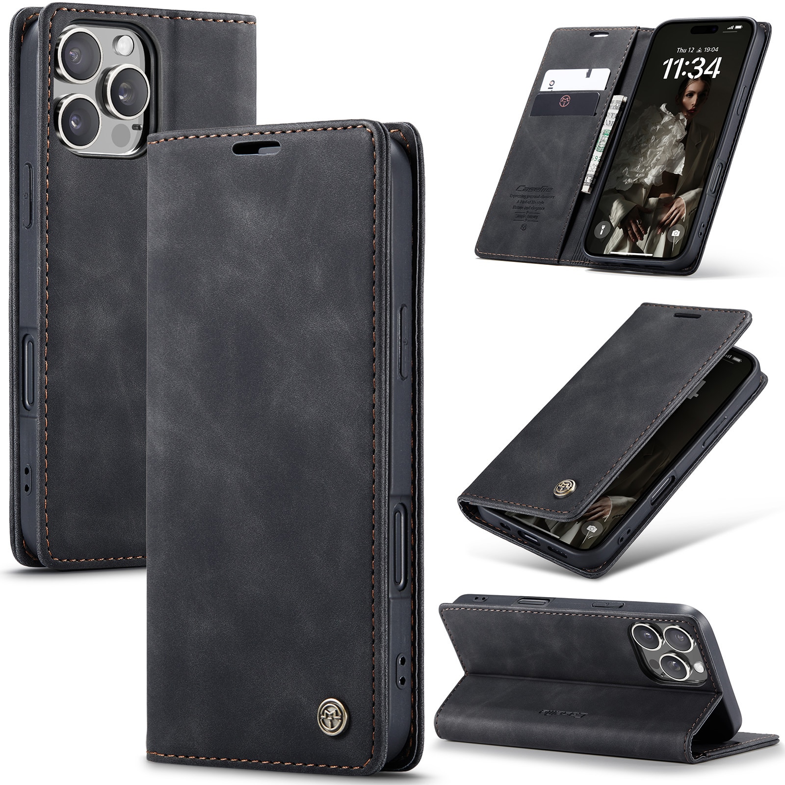 Funda delgada con solapa iPhone 16 Pro Negro