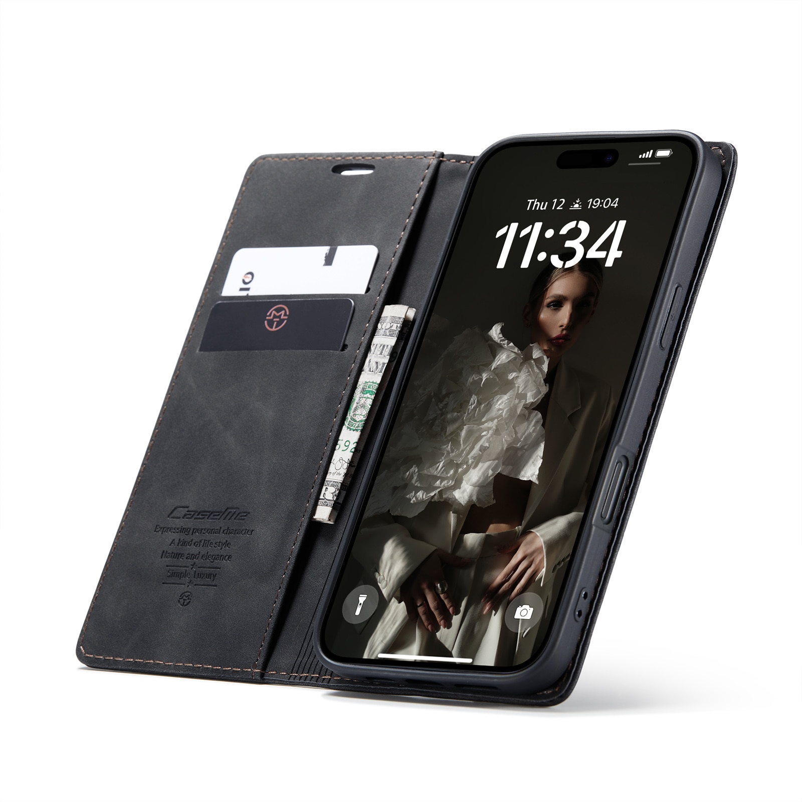Funda delgada con solapa iPhone 16 Pro Negro