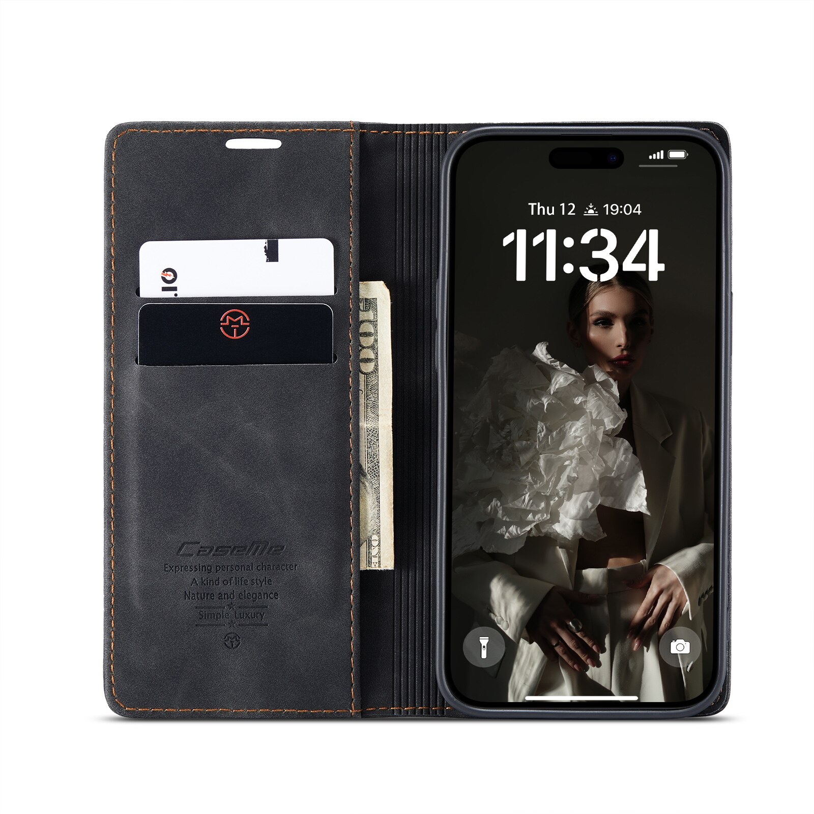 Funda delgada con solapa iPhone 16 Pro Negro