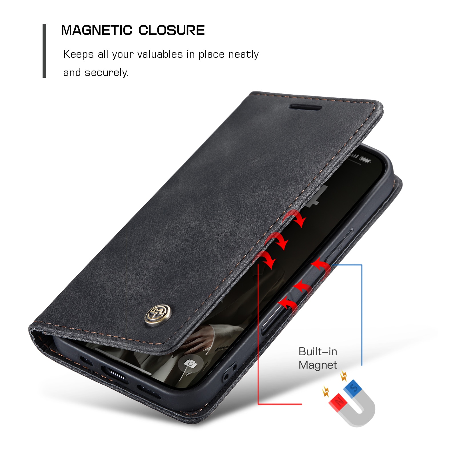 Funda delgada con solapa iPhone 16 Pro Negro