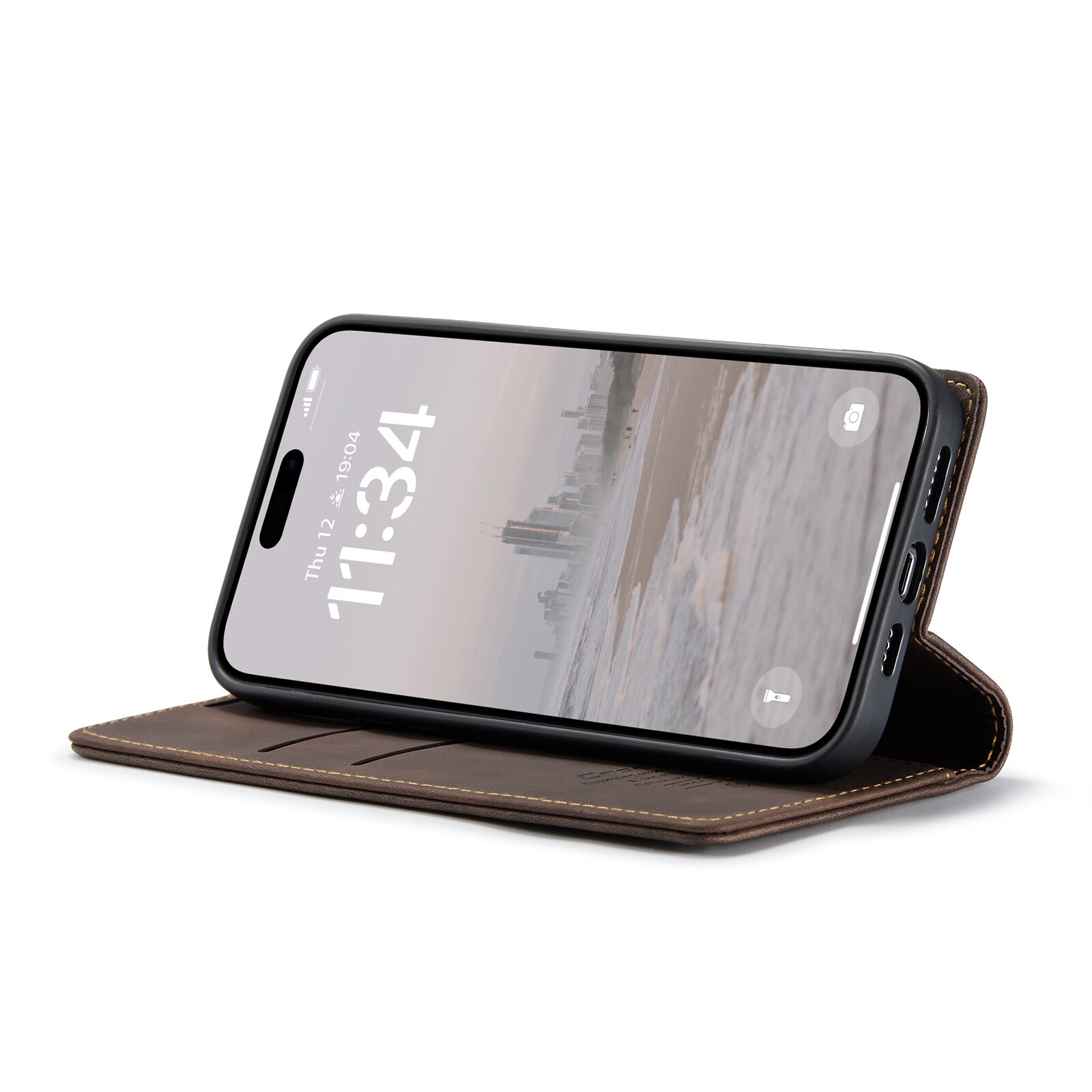 Funda delgada con solapa iPhone 16 Pro Max Marrón