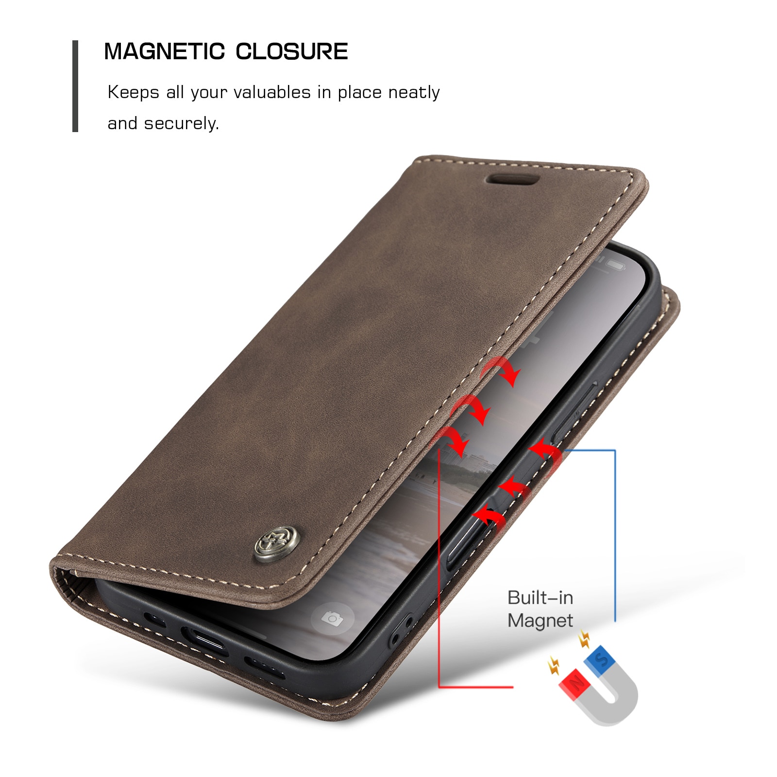 Funda delgada con solapa iPhone 16 Pro Max Marrón
