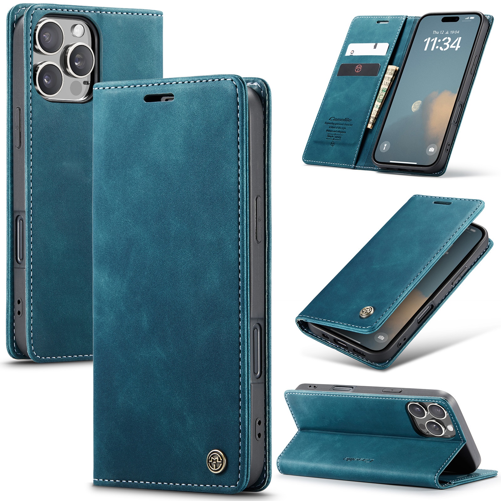 Funda delgada con solapa iPhone 16 Pro Max Azul