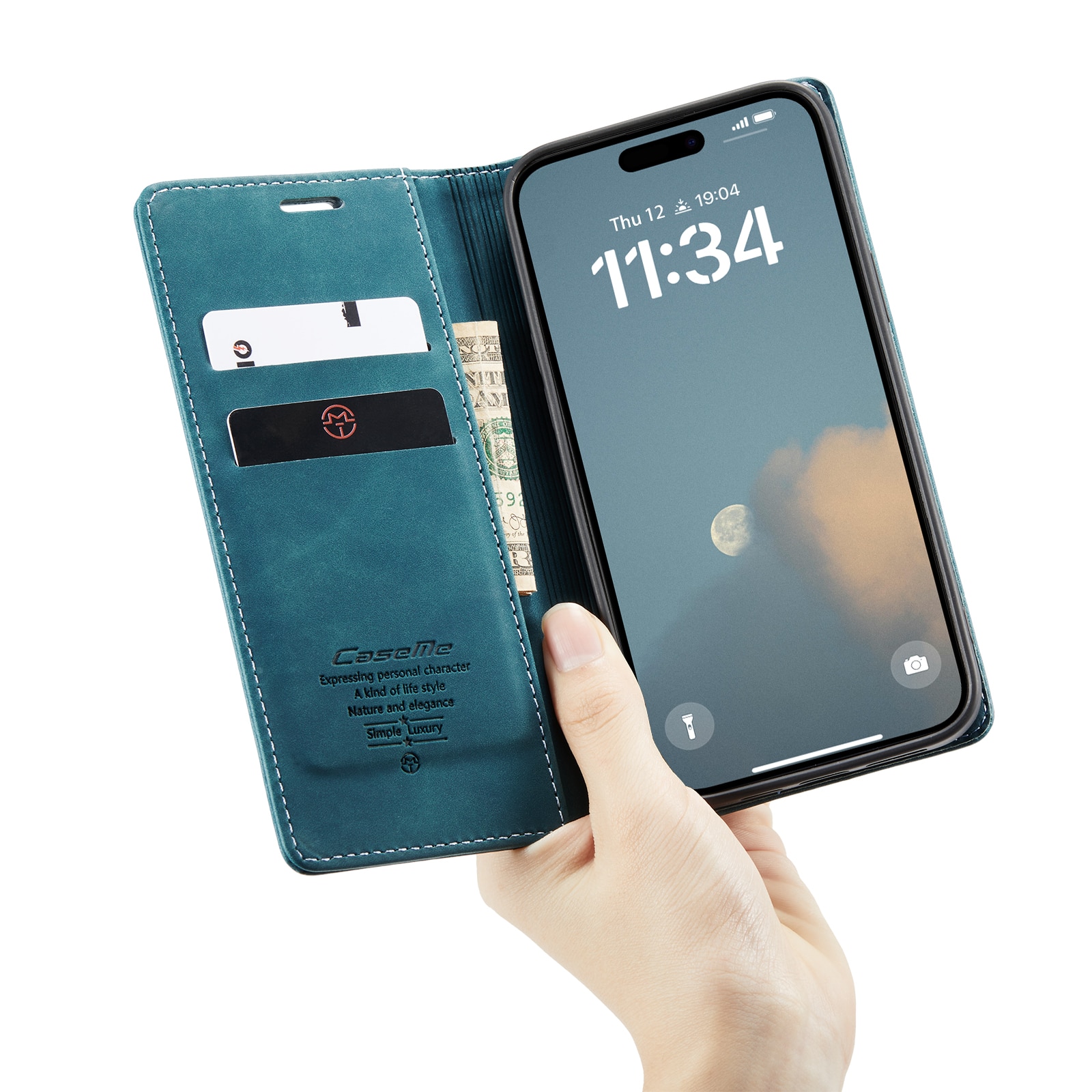 Funda delgada con solapa iPhone 16 Pro Max Azul
