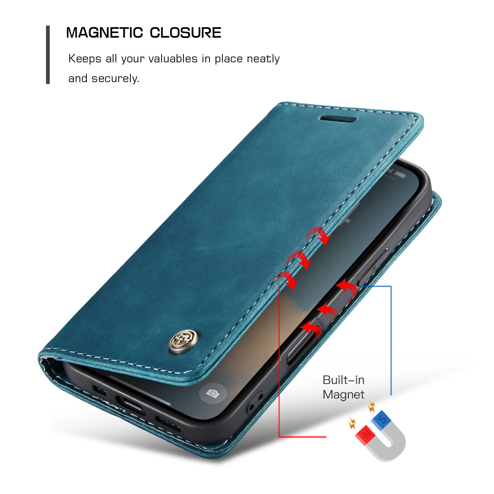 Funda delgada con solapa iPhone 16 Pro Max Azul