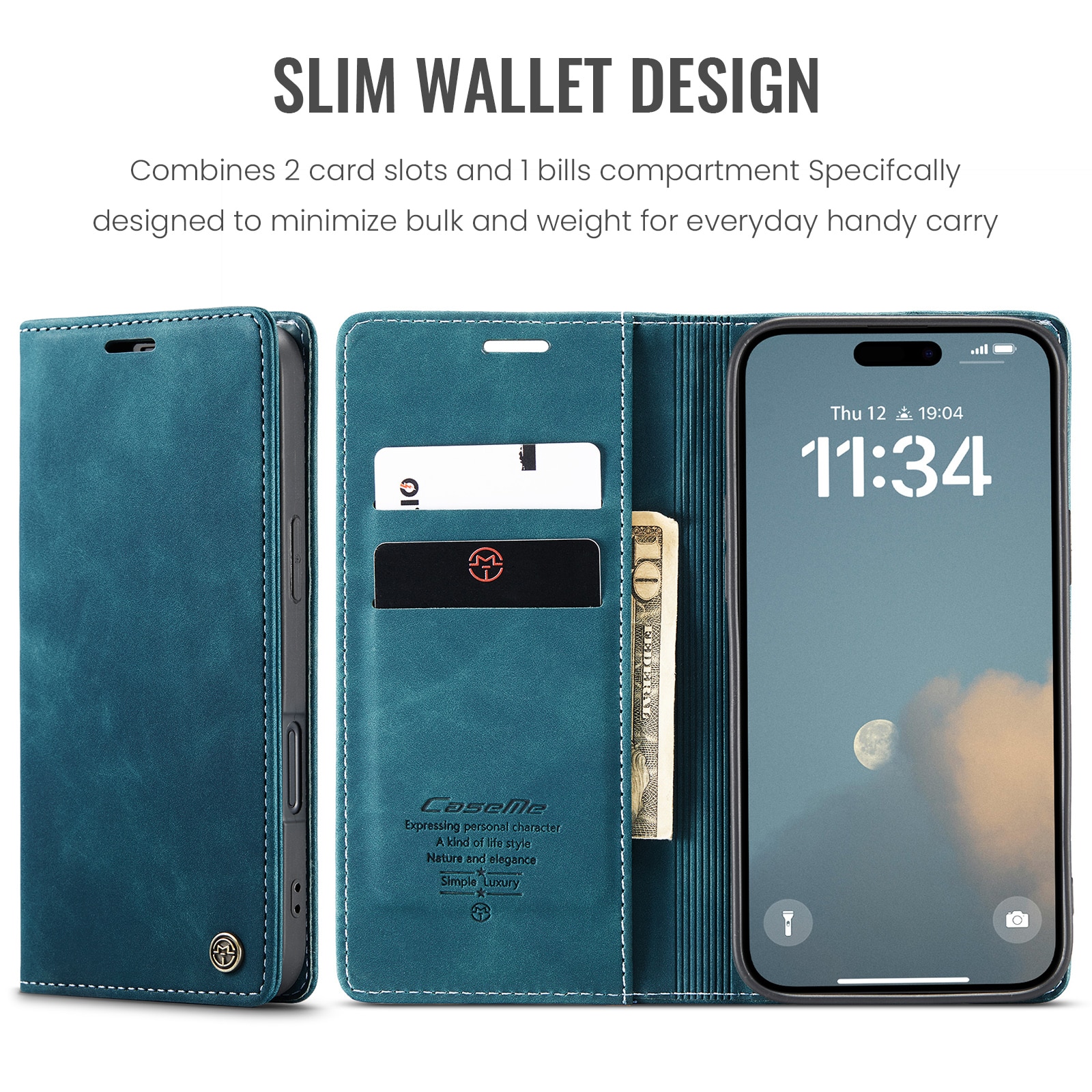 Funda delgada con solapa iPhone 16 Pro Max Azul