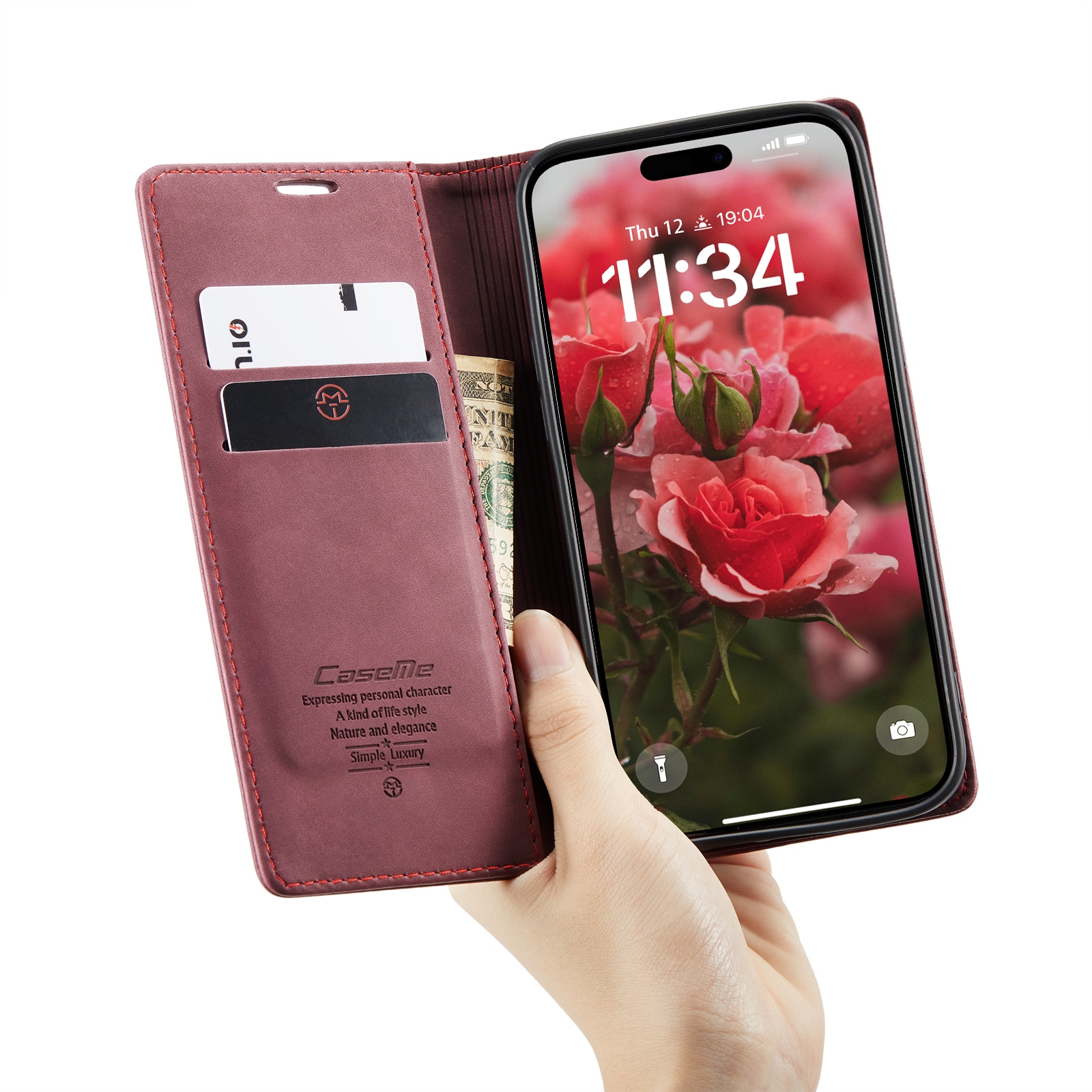 Funda delgada con solapa iPhone 16 Pro Rojo
