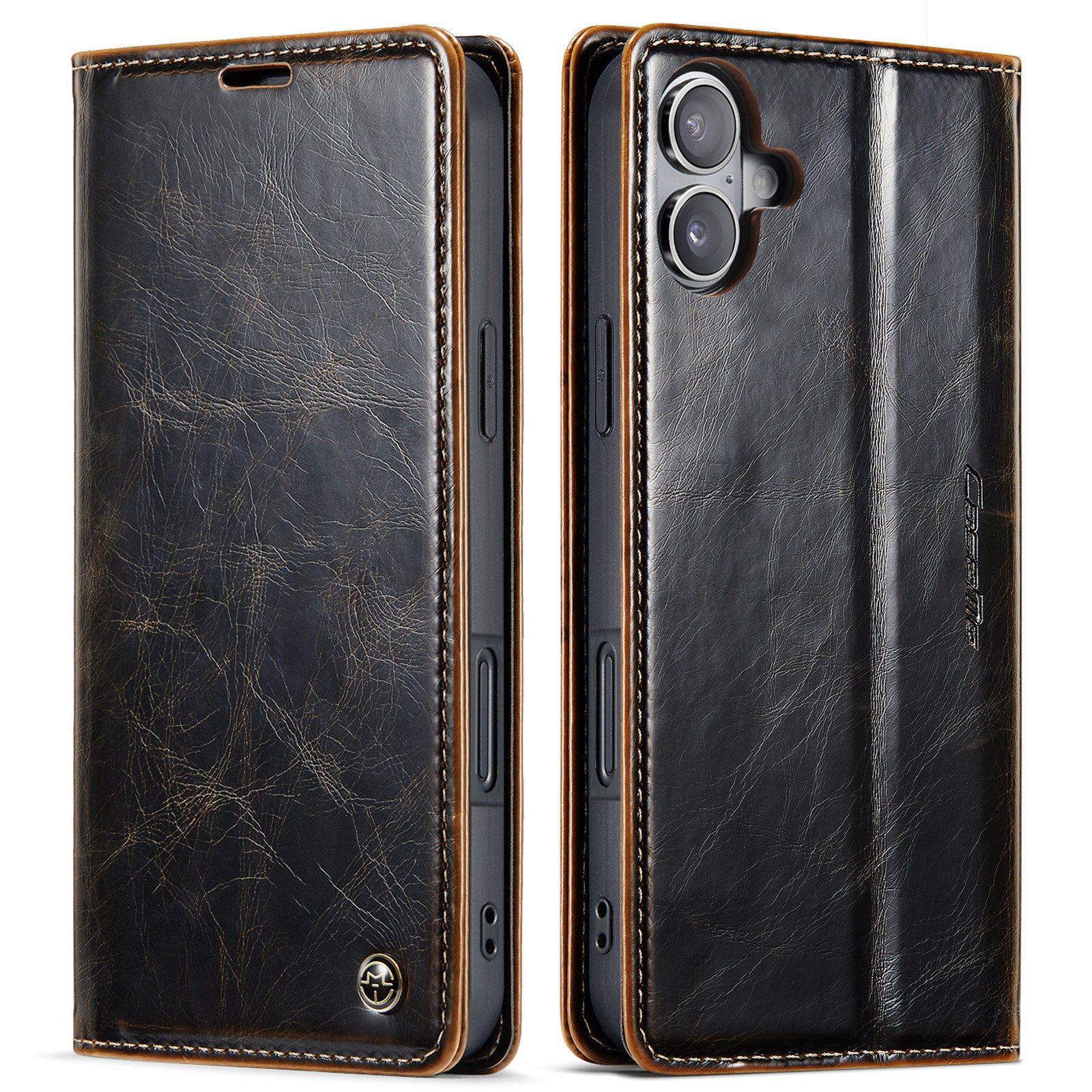 Funda de cuero iPhone 16, marrón