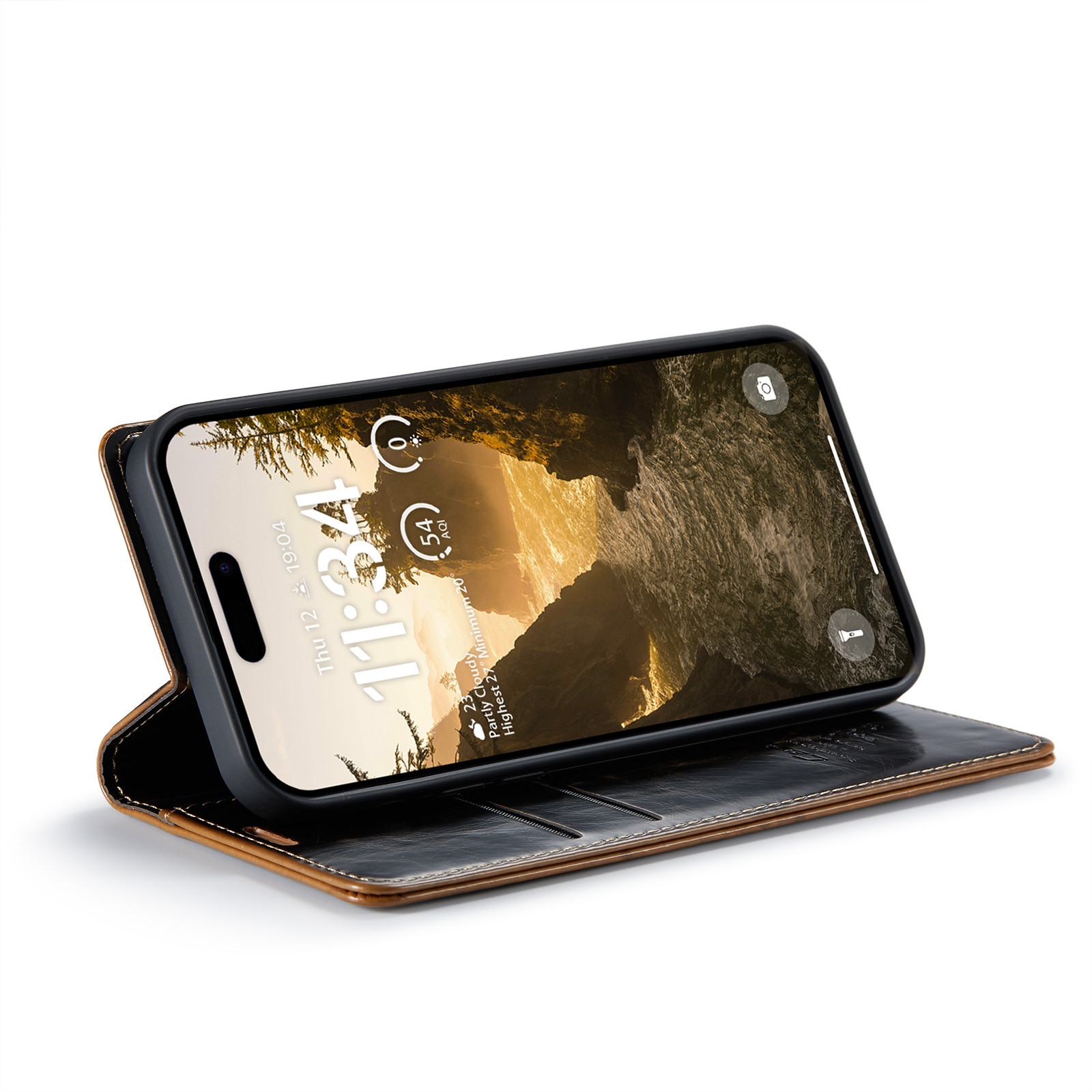 Funda de cuero iPhone 16, marrón