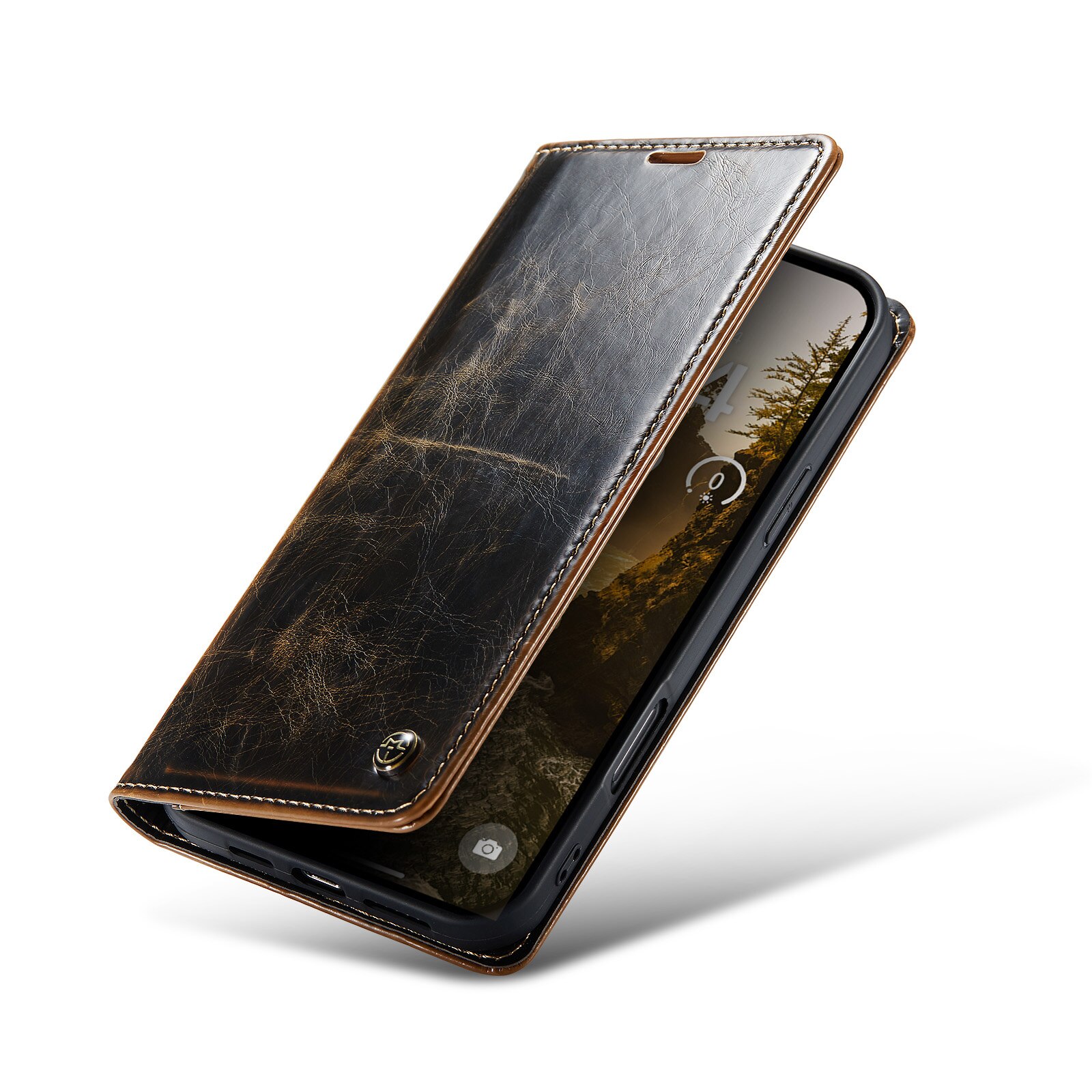Funda de cuero iPhone 16, marrón