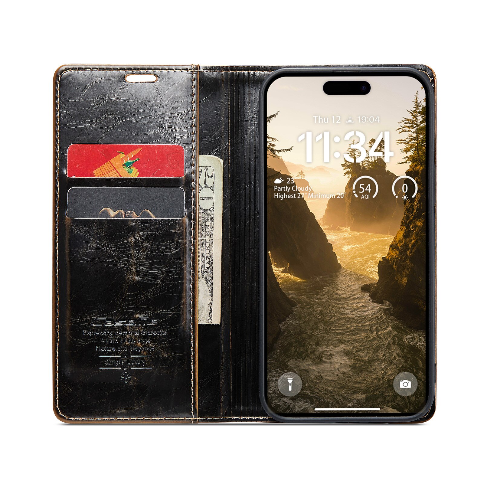 Funda de cuero iPhone 16, marrón