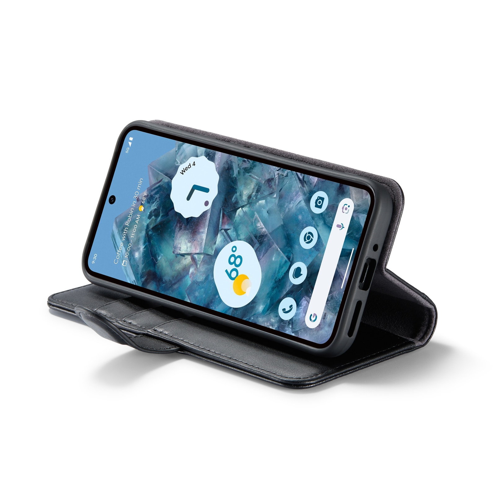 Funda de cuero genuino Google Pixel 9 Pro, Negro