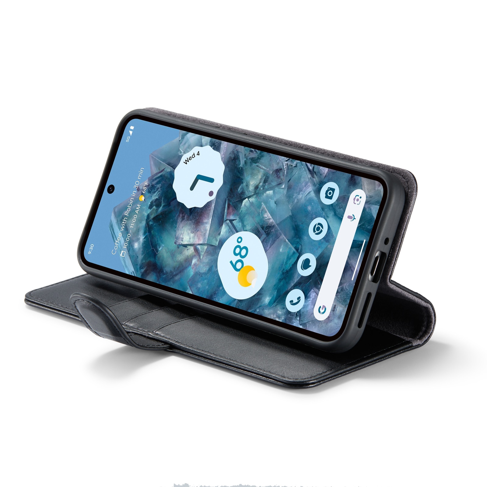 Funda de cuero genuino Google Pixel 9 Pro XL, Negro