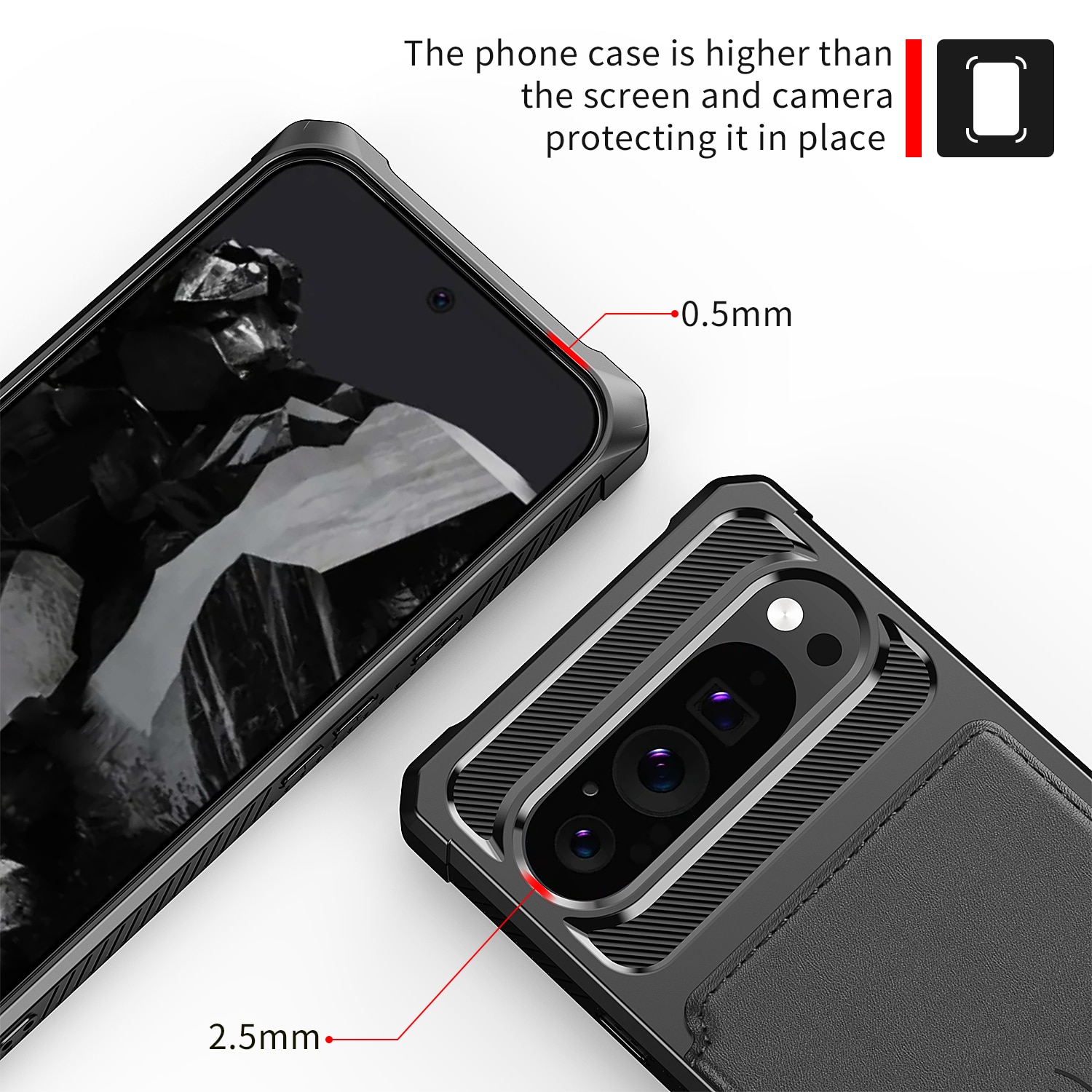 Funda con tarjetero Tough Multi-slot Google Pixel 9 Pro Negro