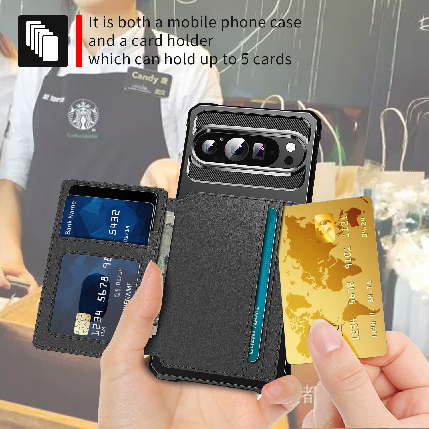 Funda con tarjetero Tough Multi-slot Google Pixel 9 Pro XL Negro