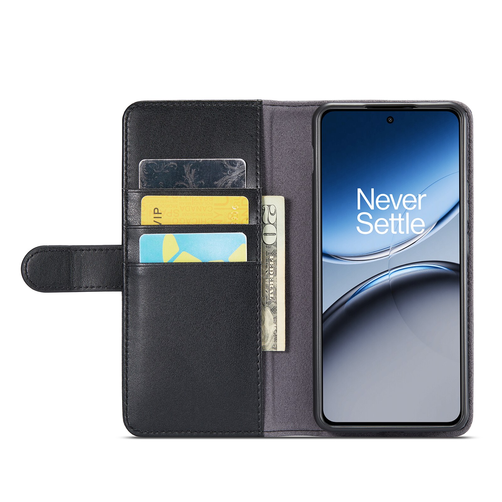 Funda de cuero genuino  OnePlus Nord 4, Negro