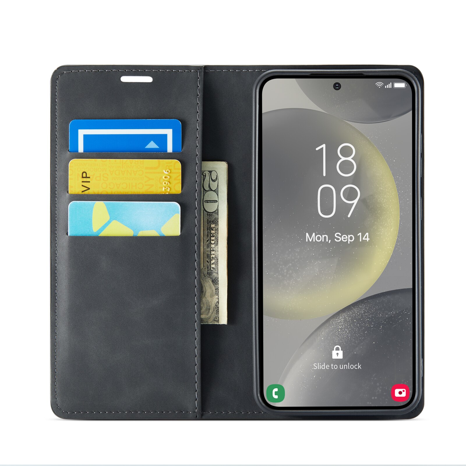 Funda delgada cartera Samsung Galaxy S24 FE Negro