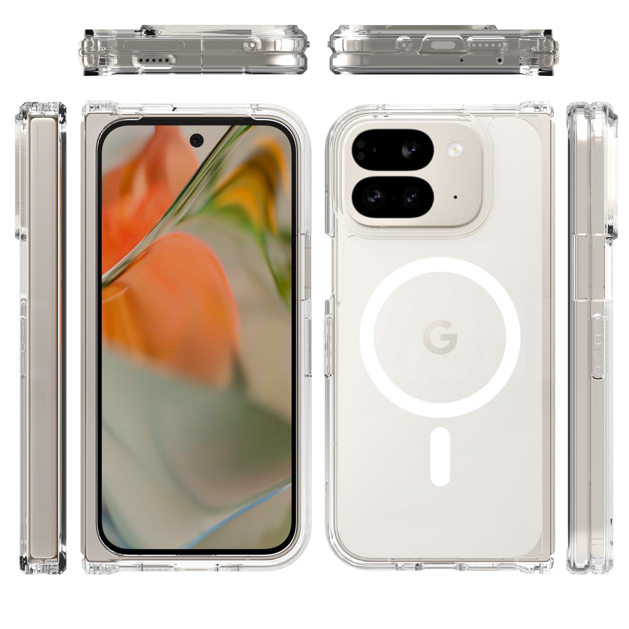 Funda híbrida MagSafe Google Pixel 9 Pro Fold Transparente