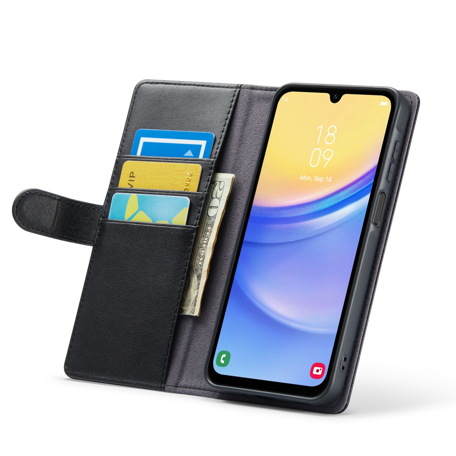 Funda de cuero genuino Samsung Galaxy A16, Negro