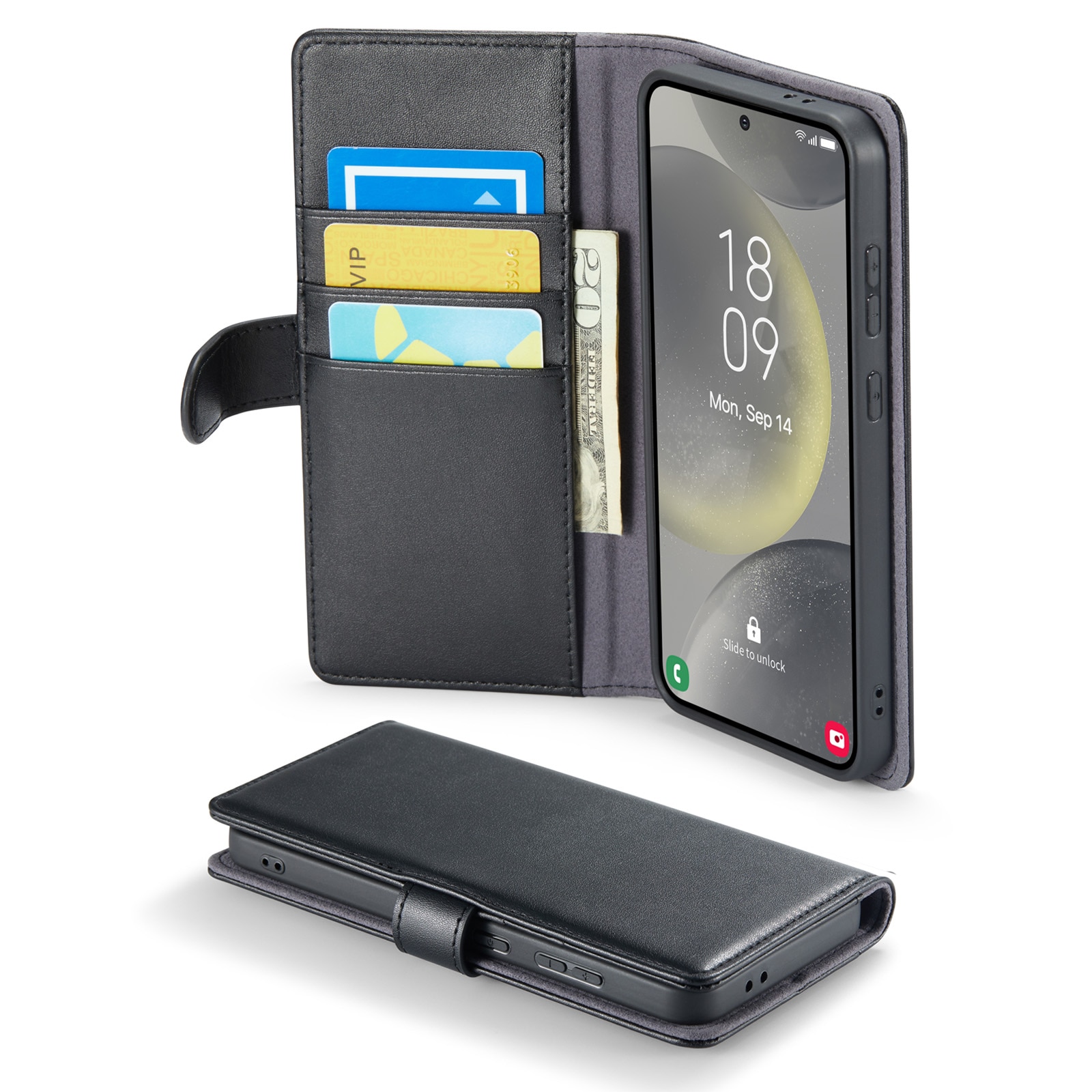 Funda de cuero genuino Samsung Galaxy S24 FE, Negro