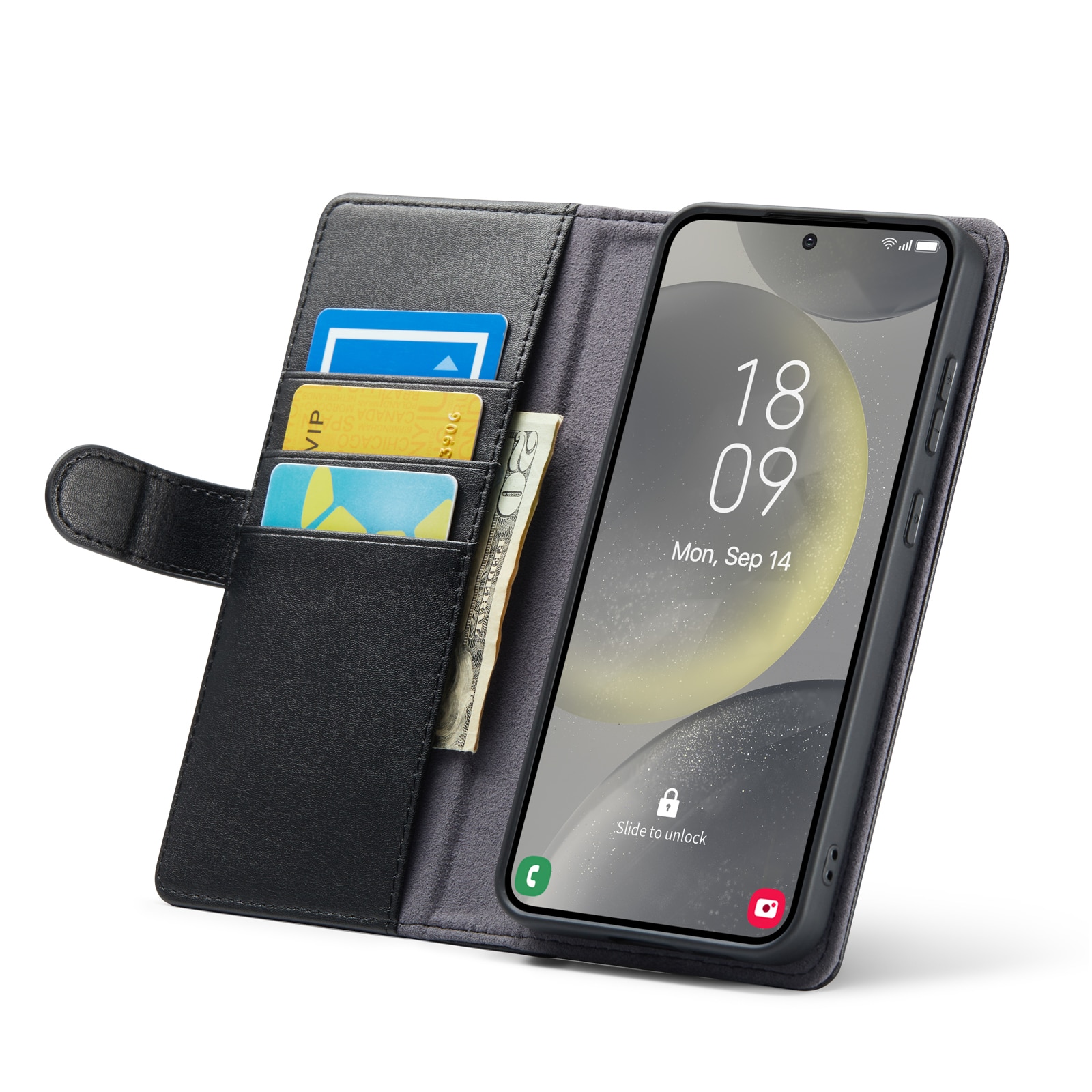 Funda de cuero genuino Samsung Galaxy S24 FE, Negro