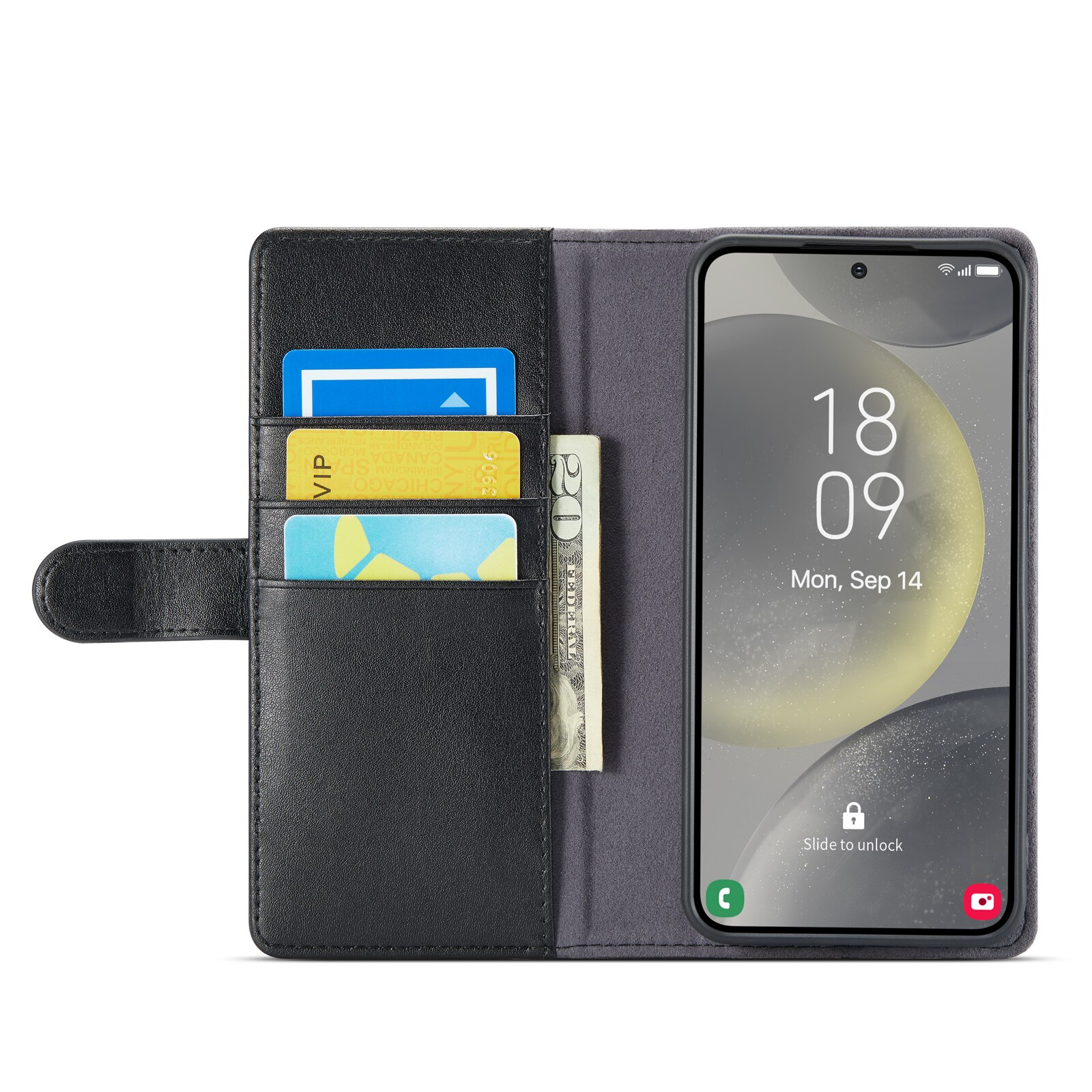 Funda de cuero genuino Samsung Galaxy S24 FE, Negro