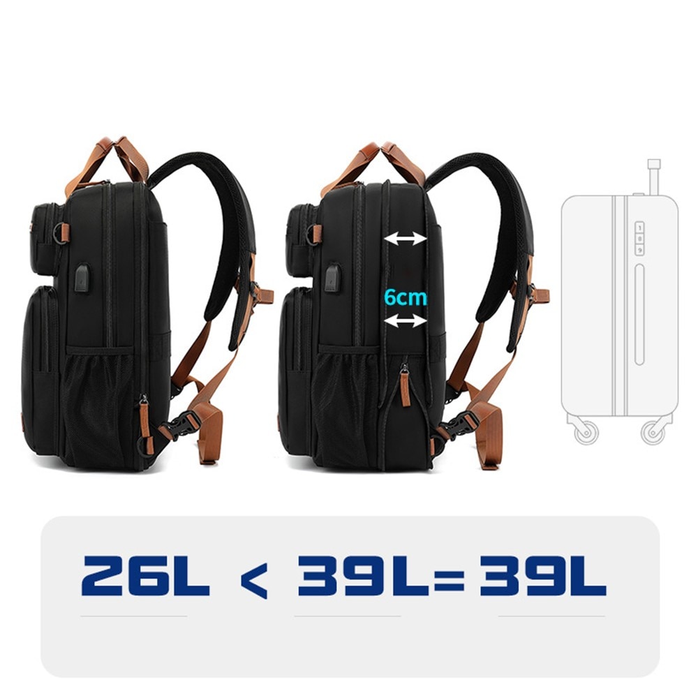 Mochila para laptop resistente al agua de hasta 15.6 pulgadas, negro